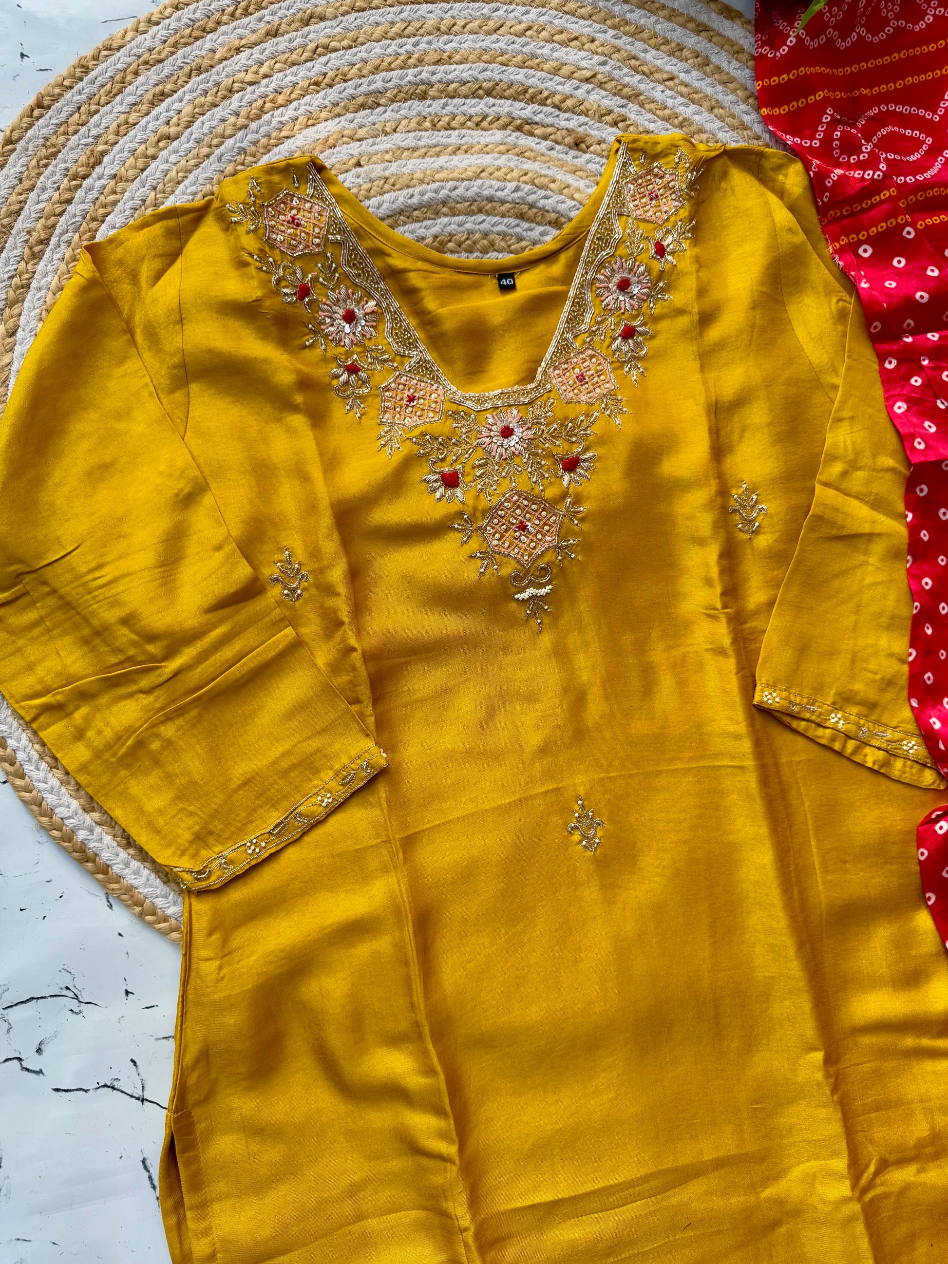 “SHARARA” Yellow shades dola silk kurti sharara with gajji silk dupatta set