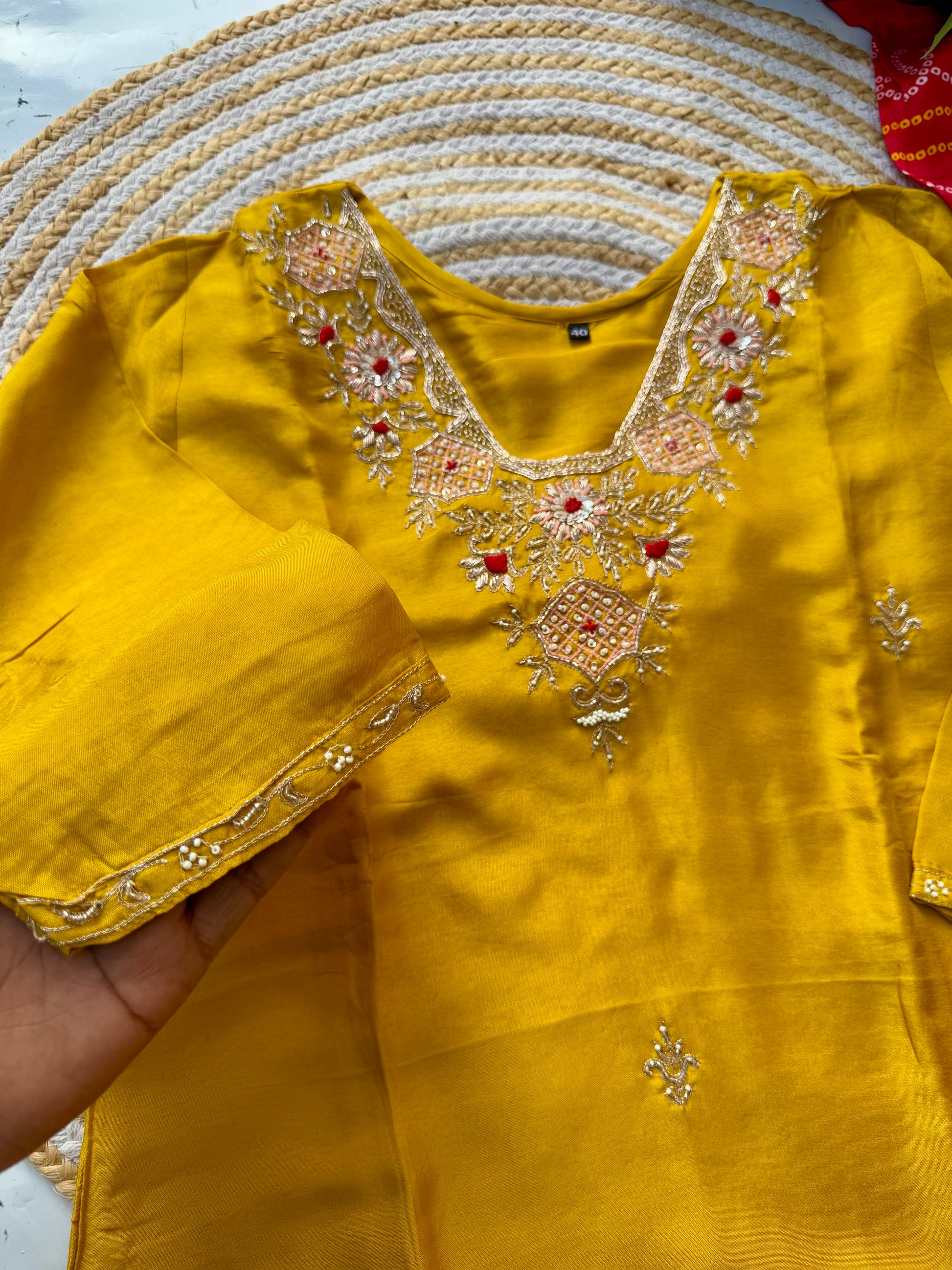 “SHARARA” Yellow shades dola silk kurti sharara with gajji silk dupatta set