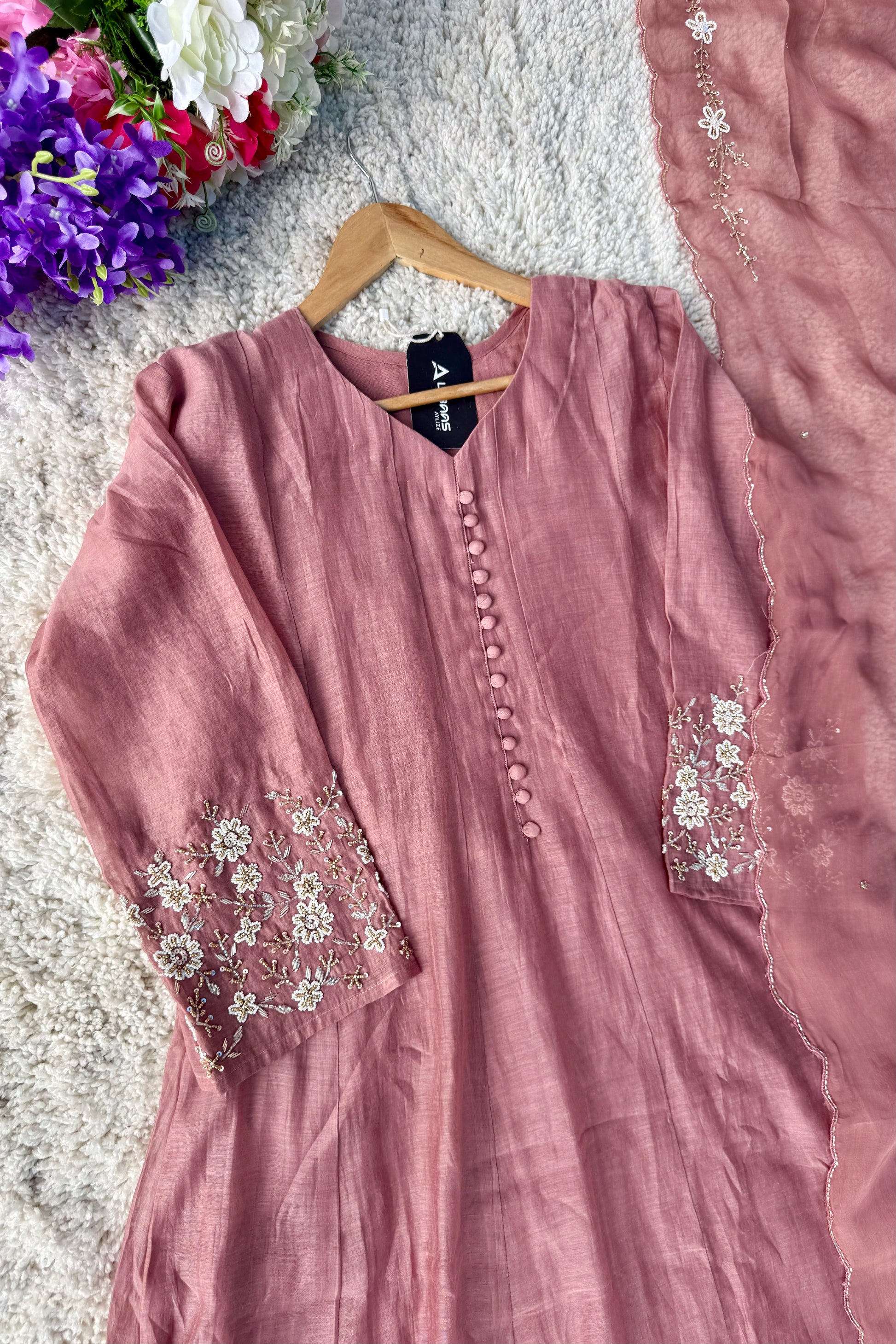 ✨Ay10- Beautiful Mul Chanderi A Line Kurta set