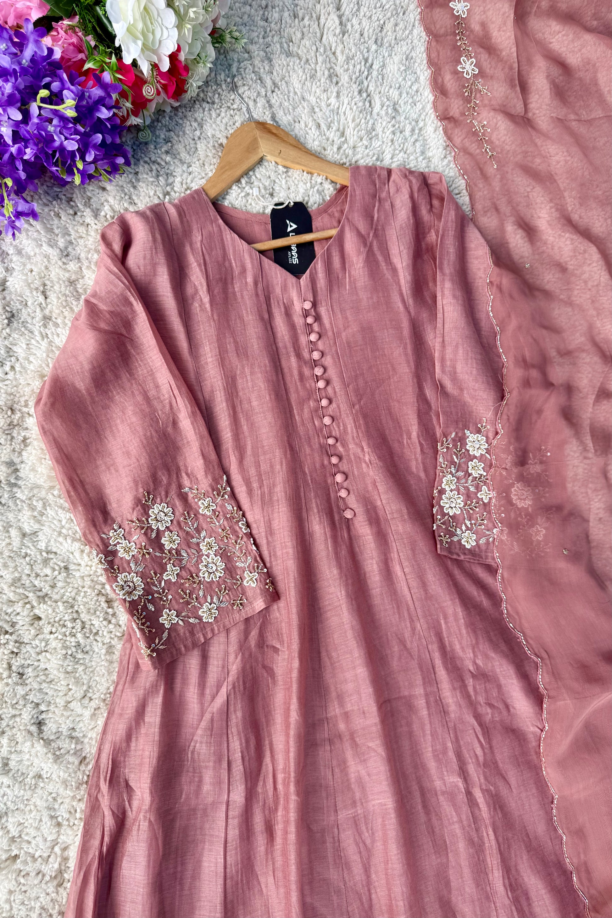 ✨Ay10- Beautiful Mul Chanderi A Line Kurta set