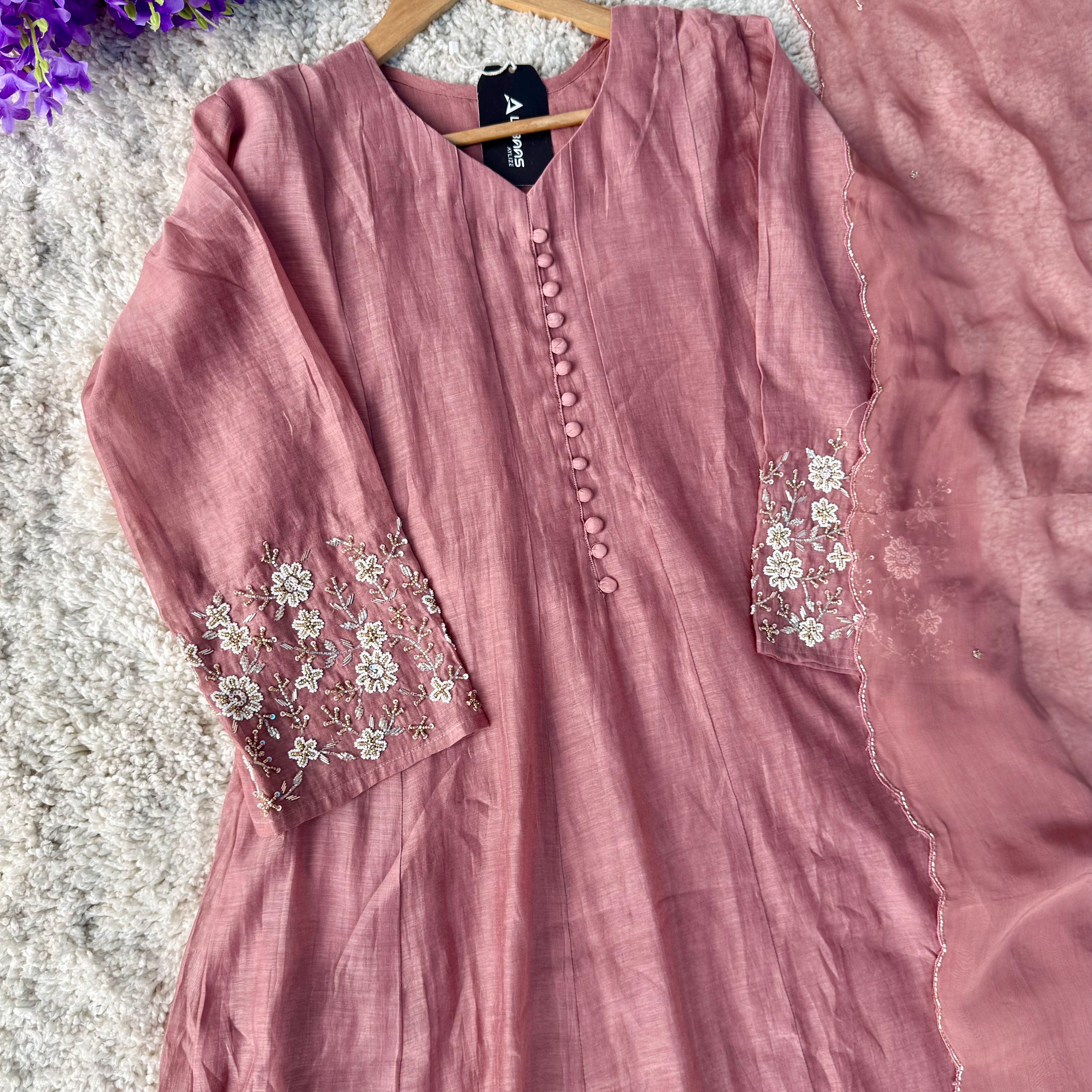 ✨Ay10- Beautiful Mul Chanderi A Line Kurta set