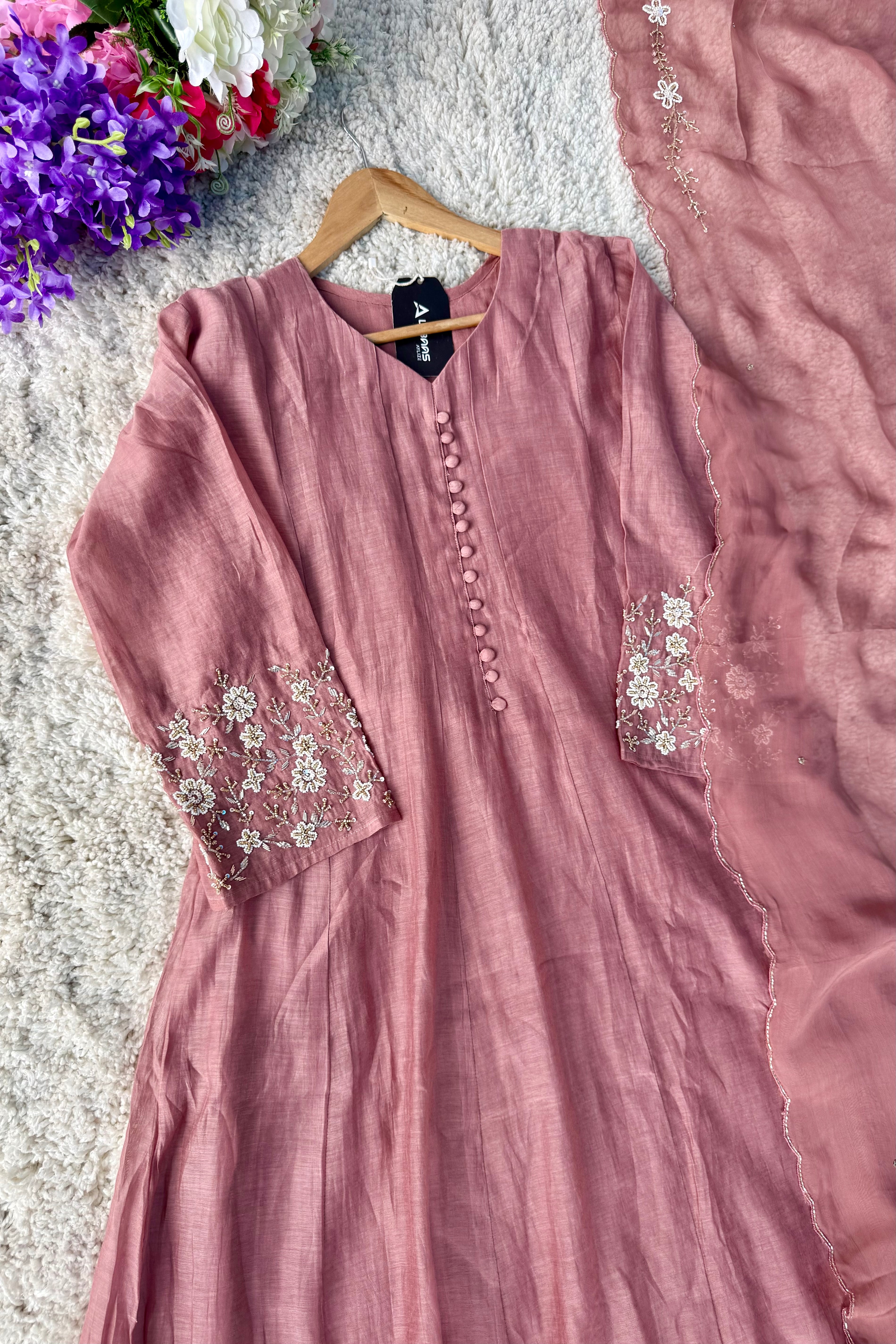✨Ay10- Beautiful Mul Chanderi A Line Kurta set