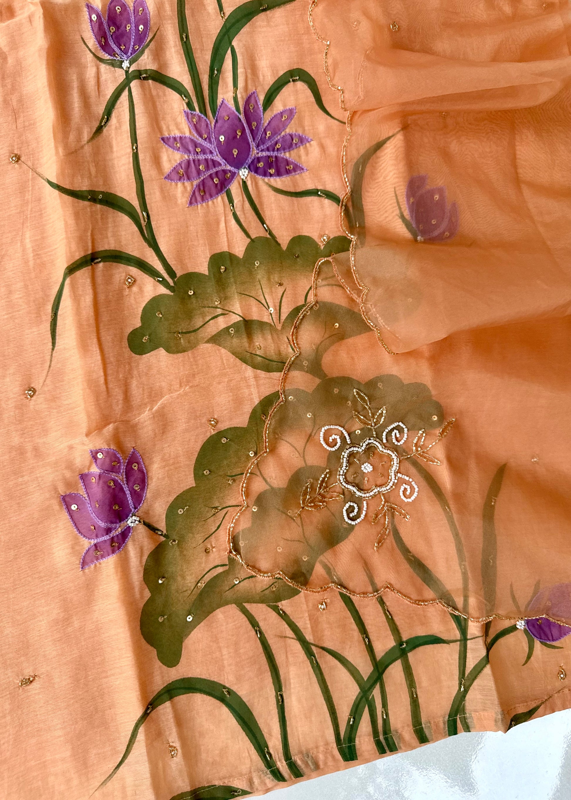 “Aavya” Premium Mul Chanderi handwork kurta set