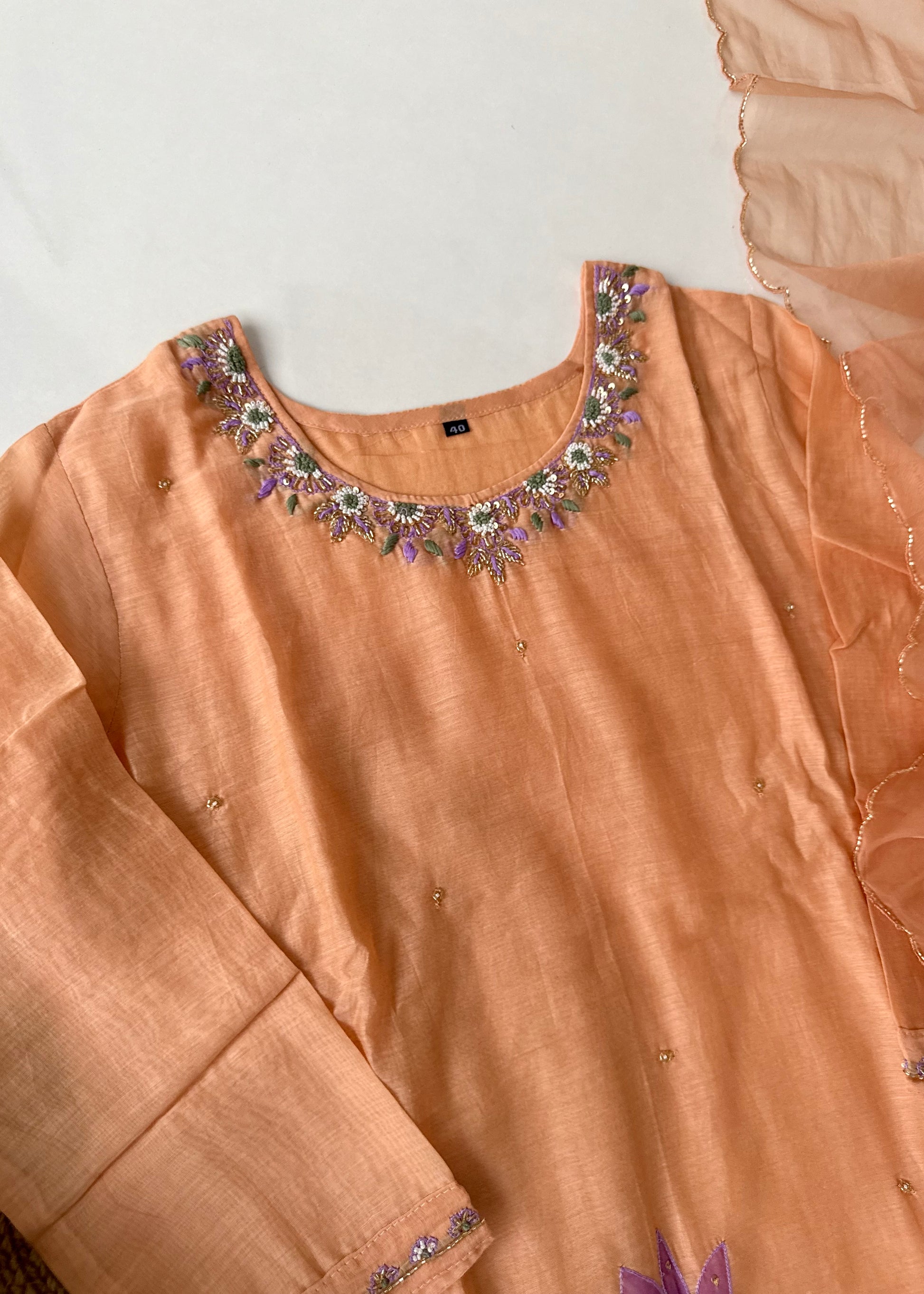 “Aavya” Premium Mul Chanderi handwork kurta set