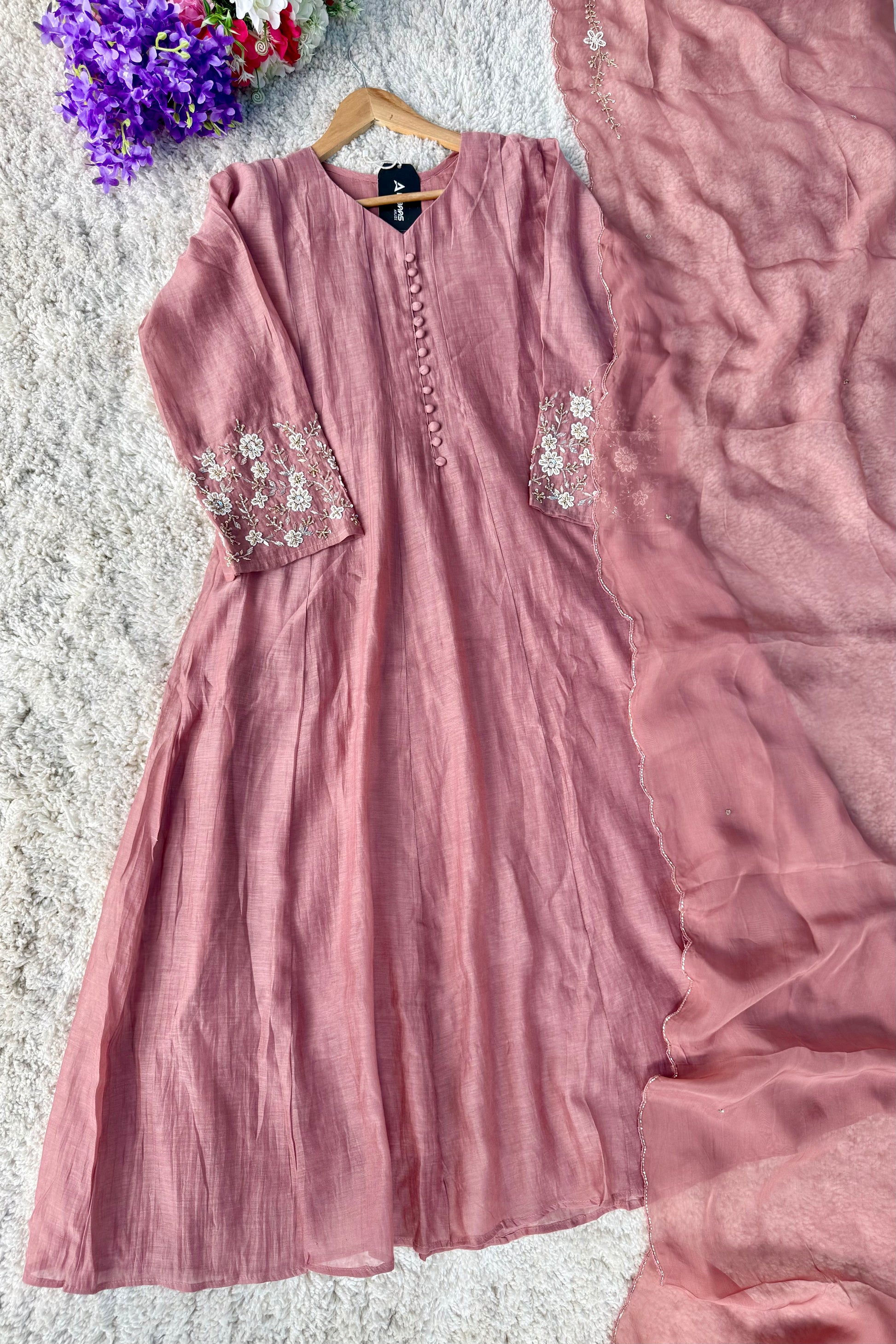 ✨Ay10- Beautiful Mul Chanderi A Line Kurta set