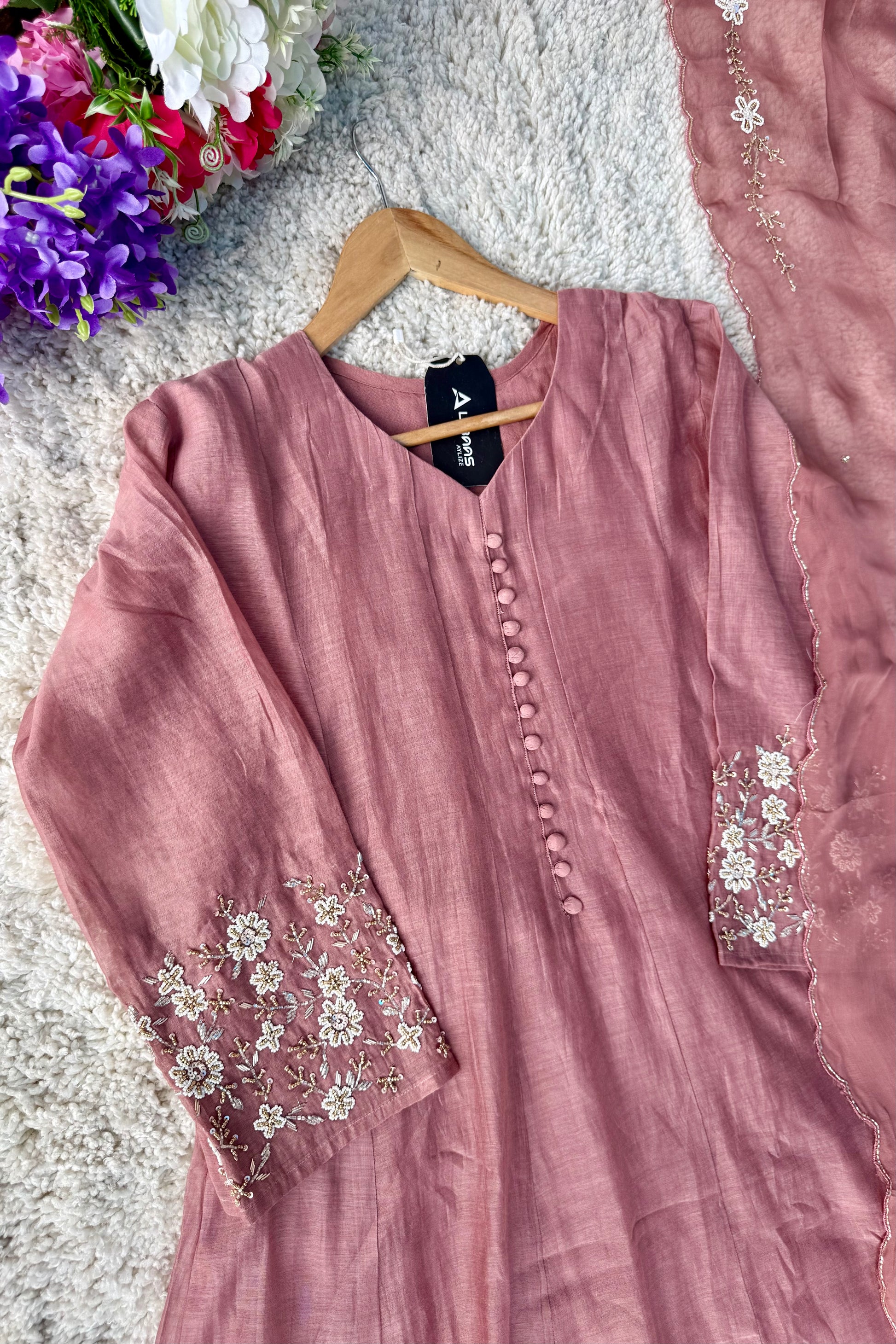 ✨Ay10- Beautiful Mul Chanderi A Line Kurta set