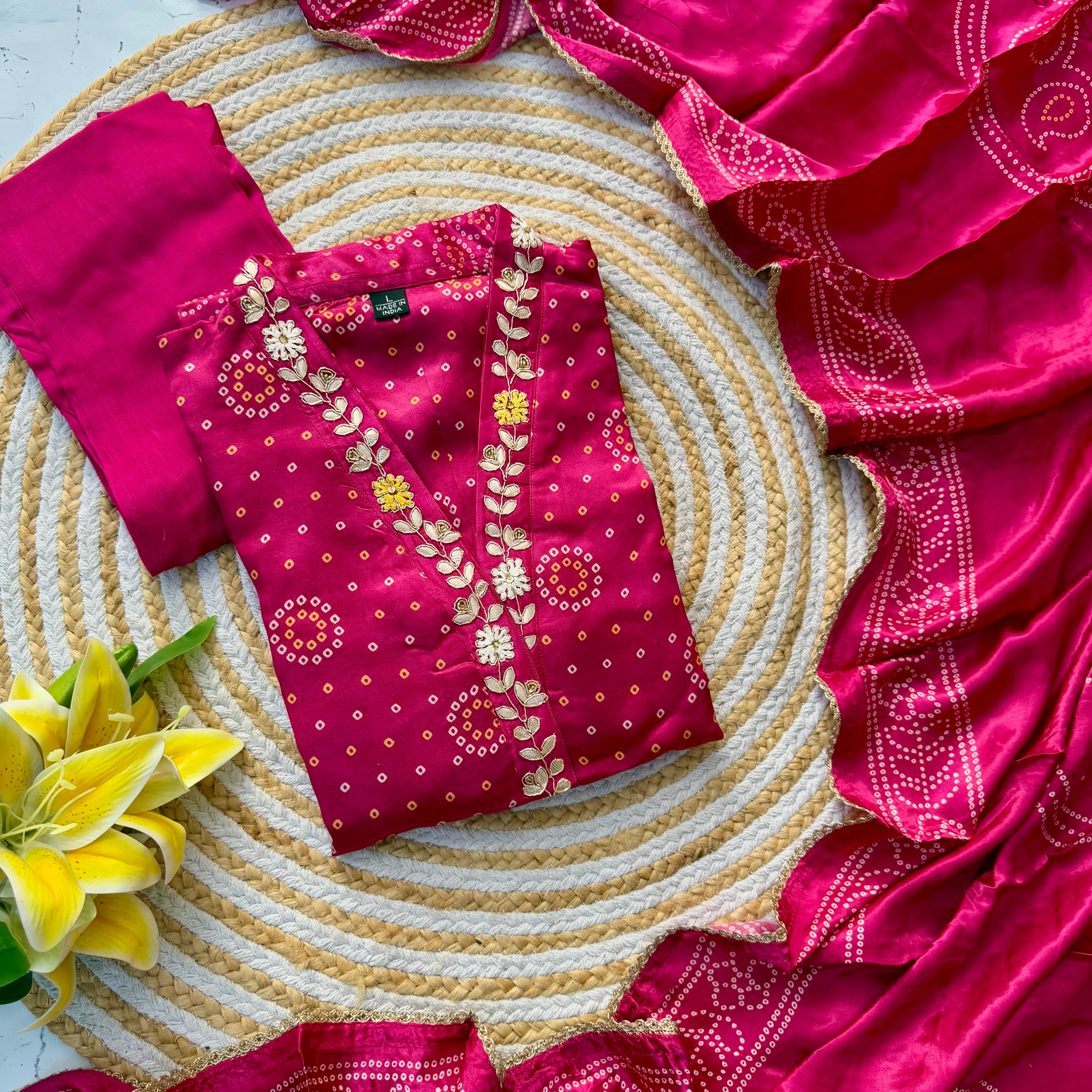 “Afsaana” Gajji silk kurti bottom with gajji silk dupatta set