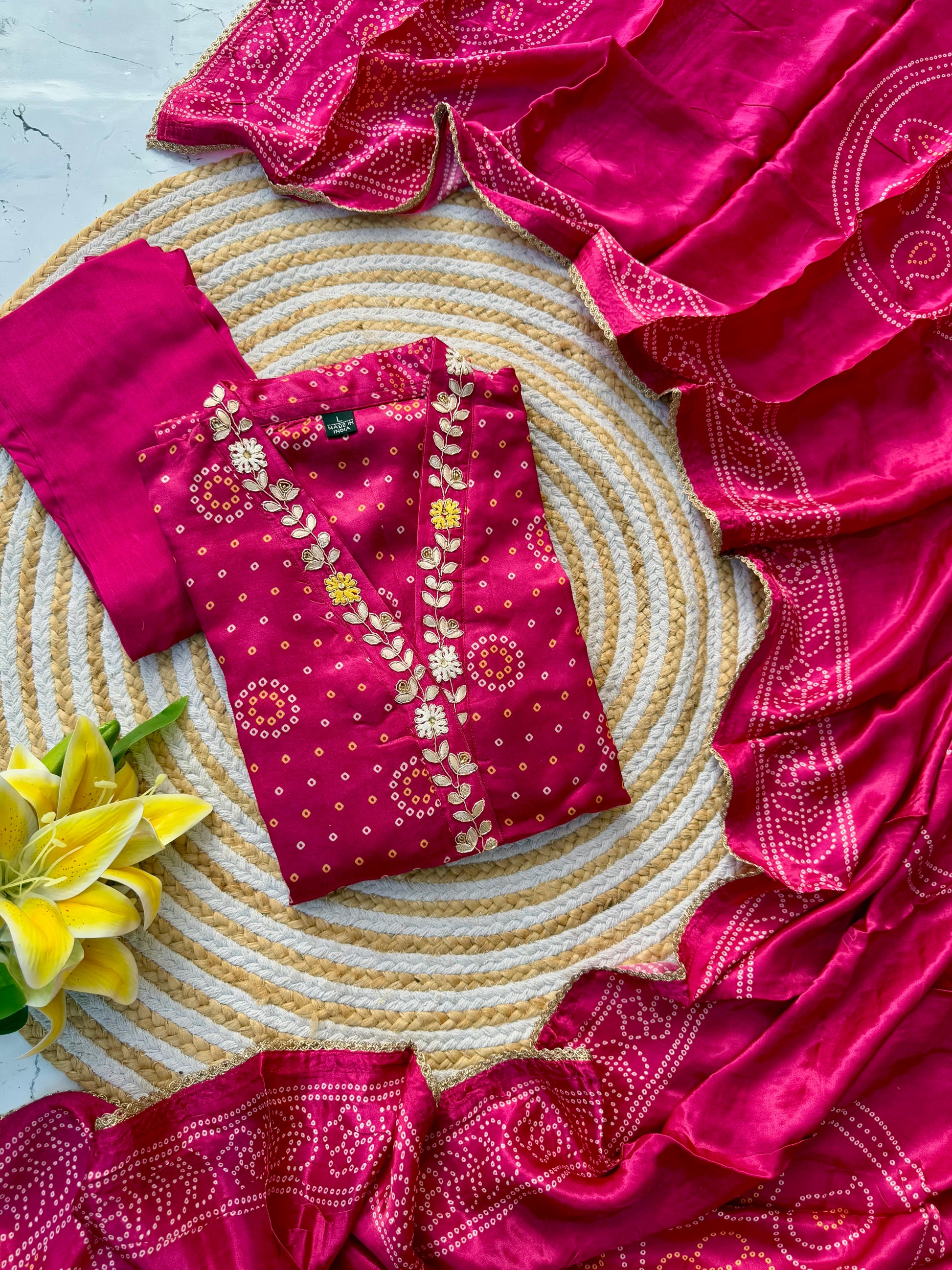 “Afsaana” Gajji silk kurti bottom with gajji silk dupatta set