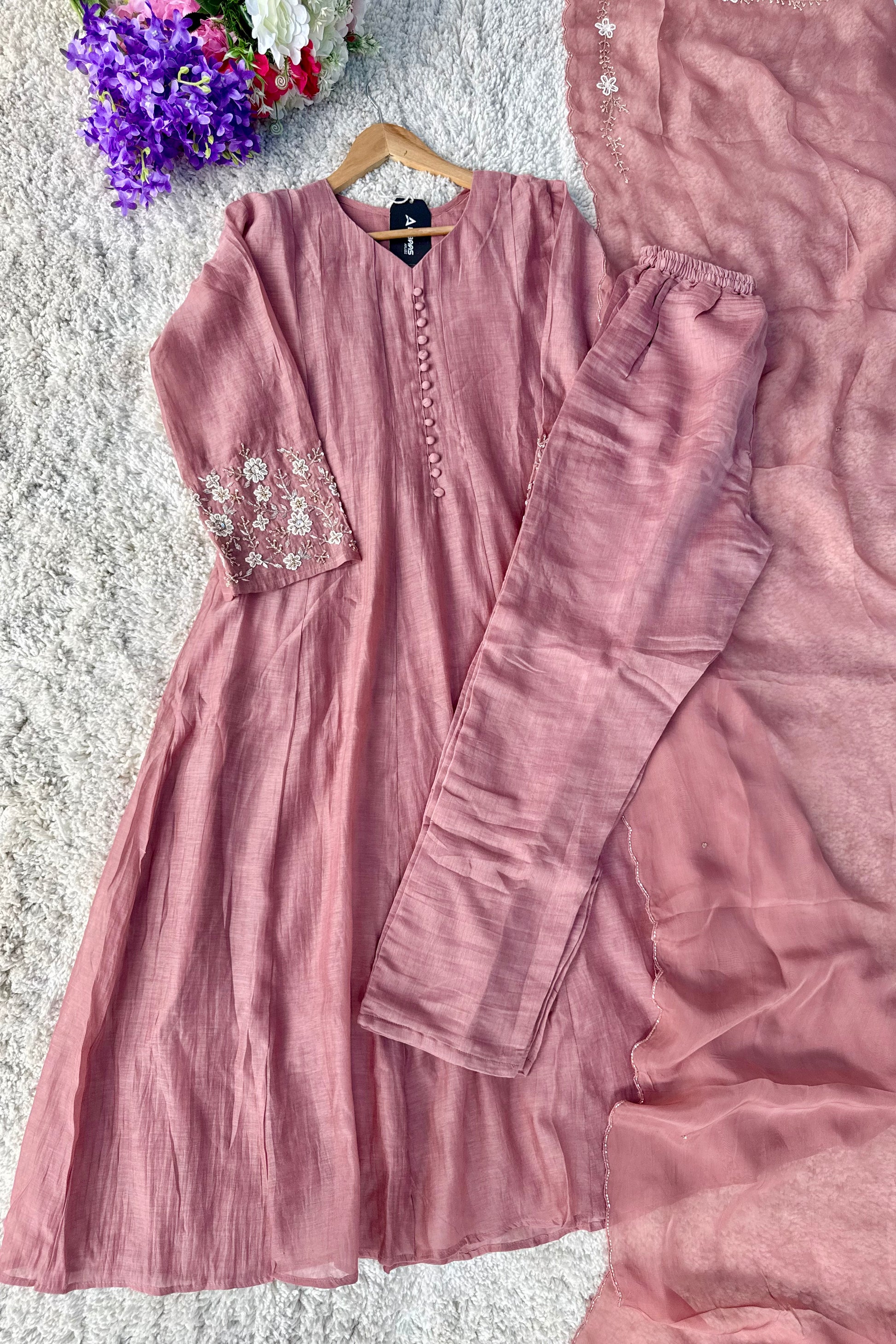 ✨Ay10- Beautiful Mul Chanderi A Line Kurta set