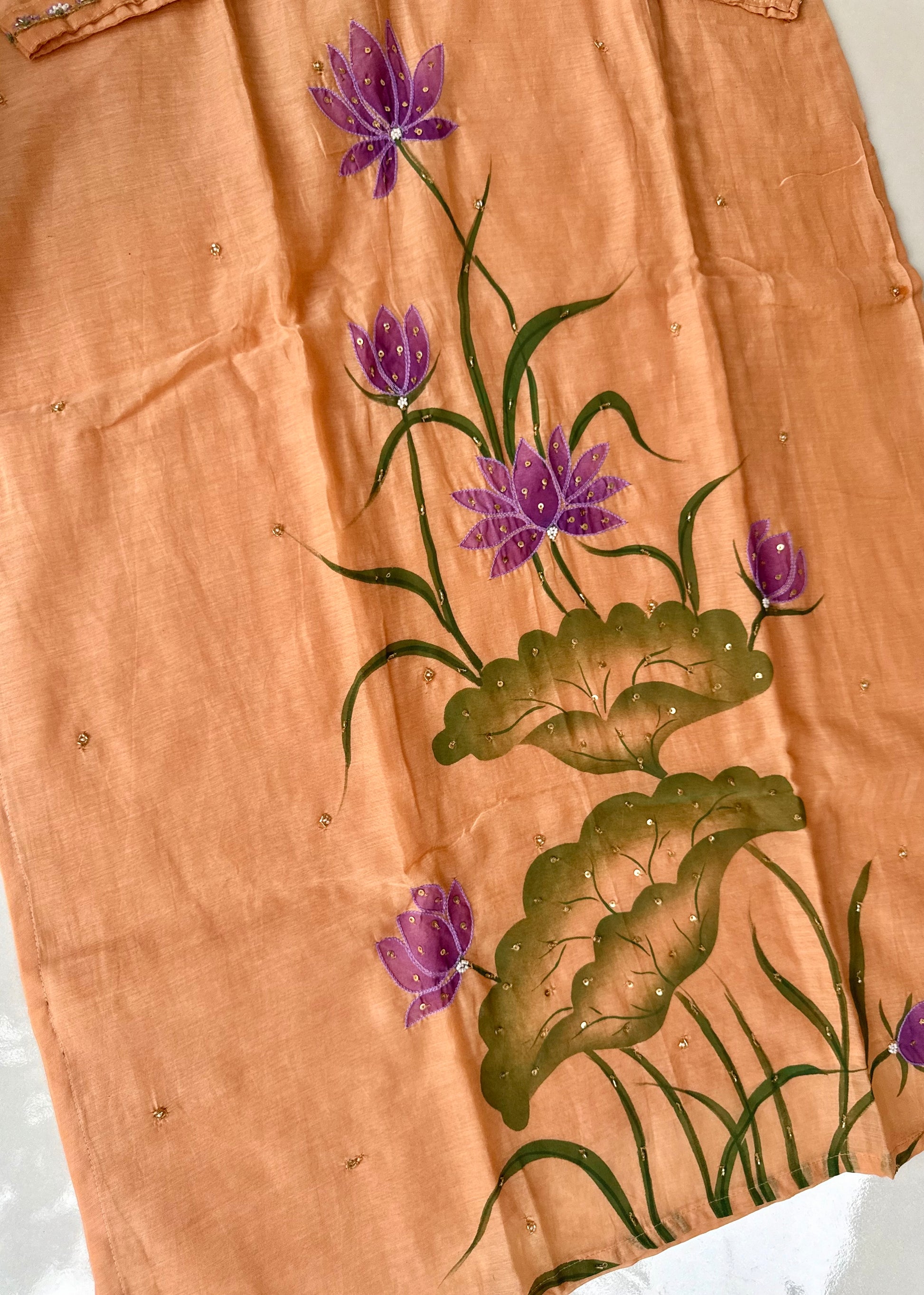 “Aavya” Premium Mul Chanderi handwork kurta set