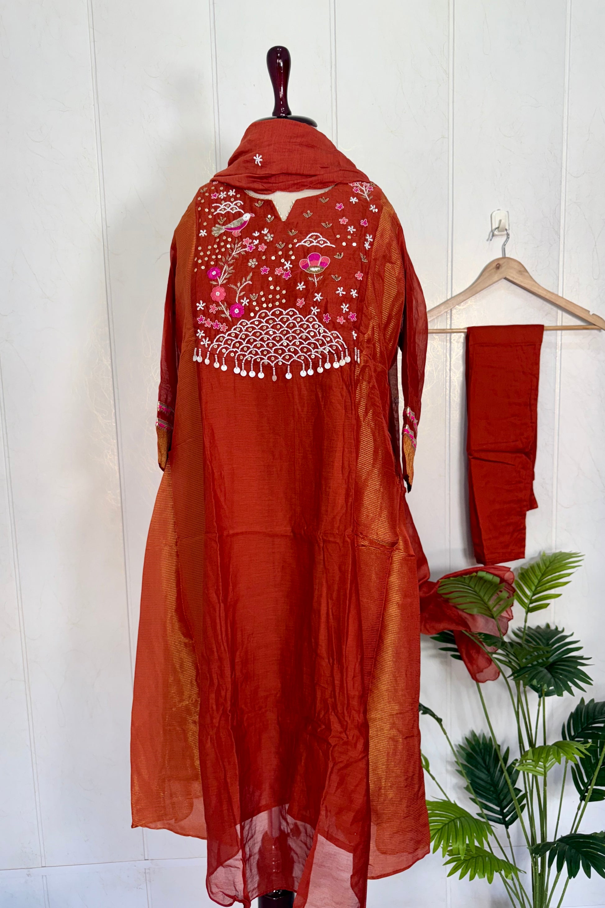 “Ishani” Premium Mul Chanderi A line Anarkali Kurta Set