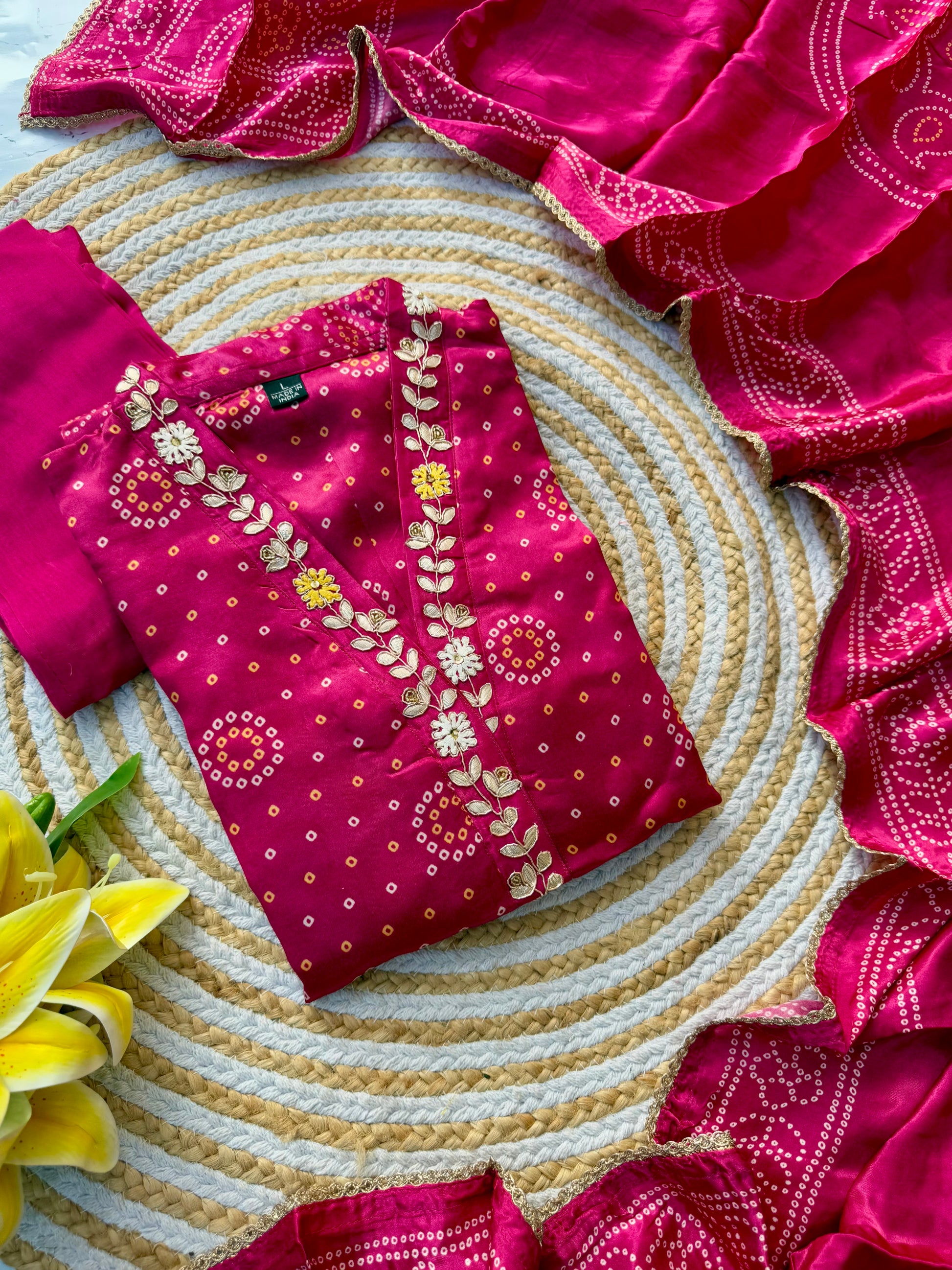 “Afsaana” Gajji silk kurti bottom with gajji silk dupatta set