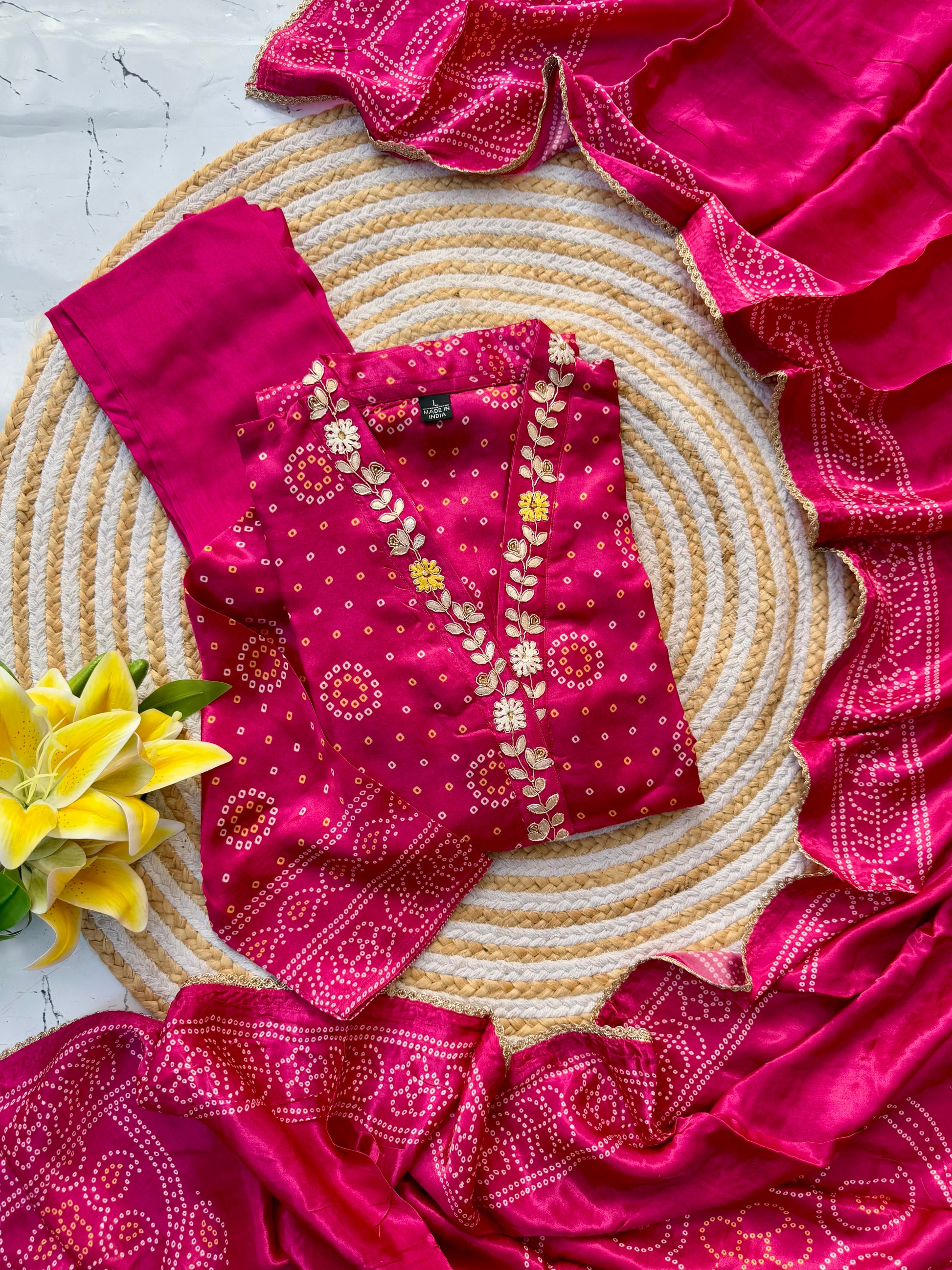 “Afsaana” Gajji silk kurti bottom with gajji silk dupatta set