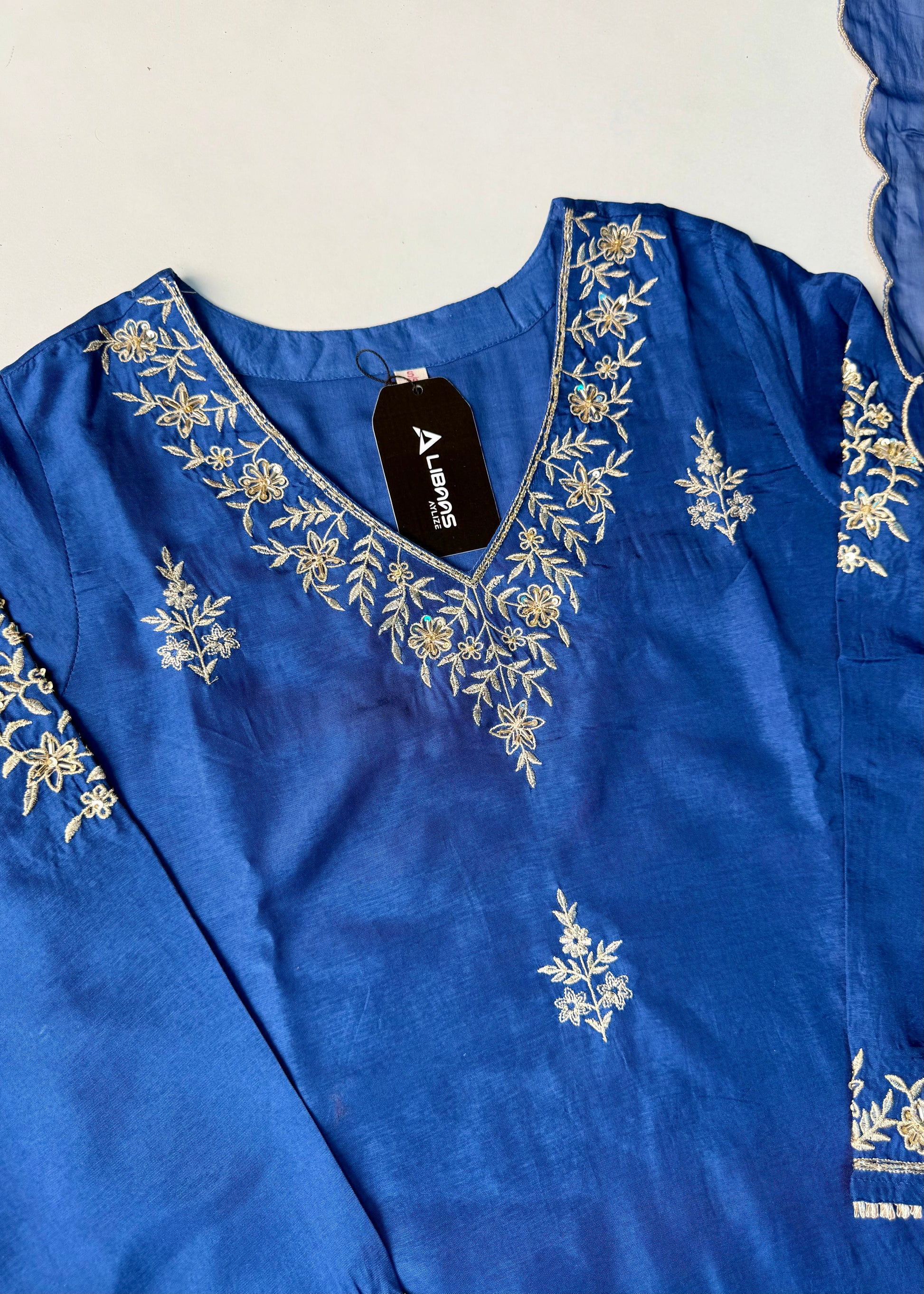 “Vanya” Beautiful Blue Dola silk handcrafted kurta set