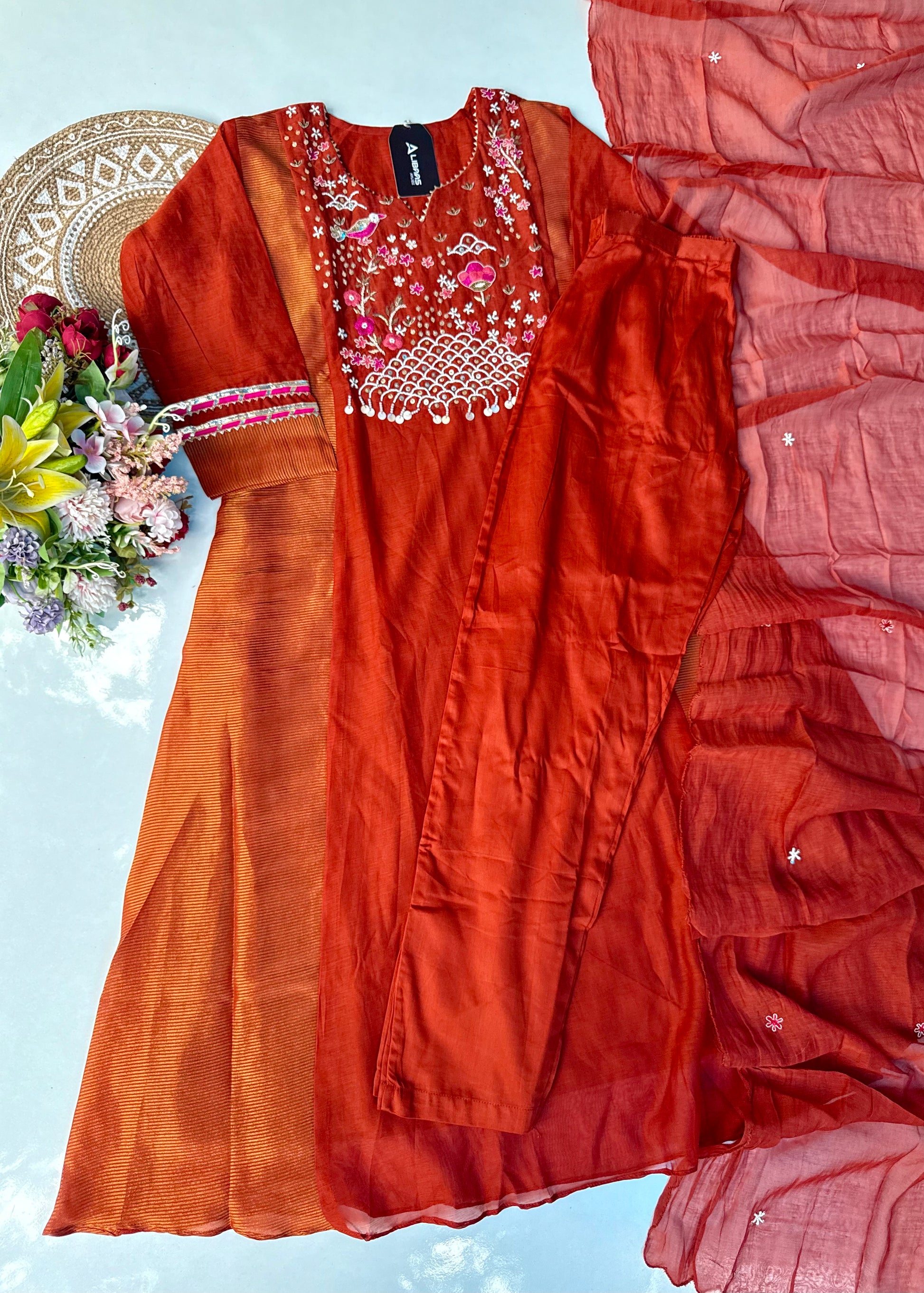 “Ishani” Premium Mul Chanderi A line Anarkali Kurta Set