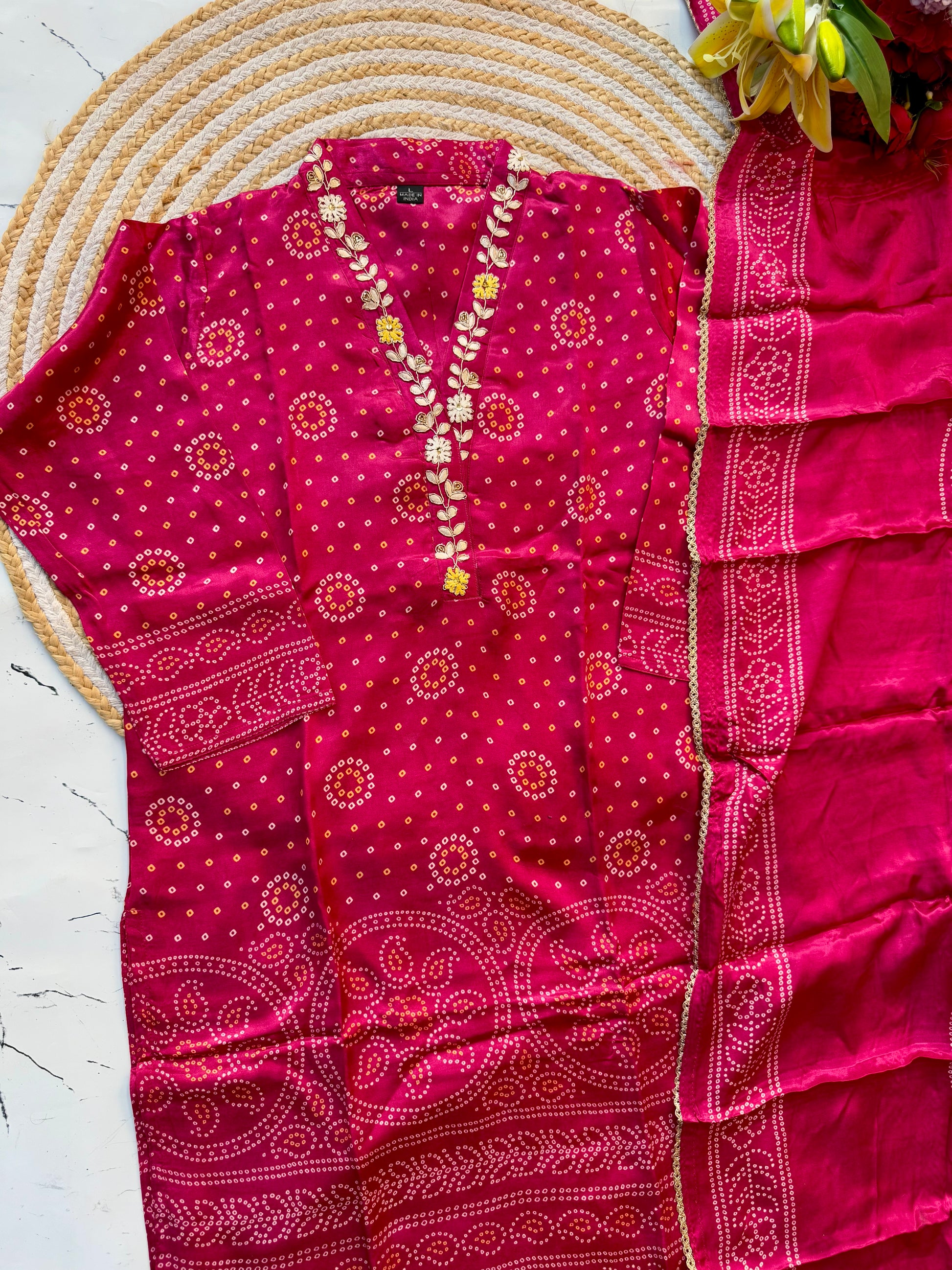 “Afsaana” Gajji silk kurti bottom with gajji silk dupatta set