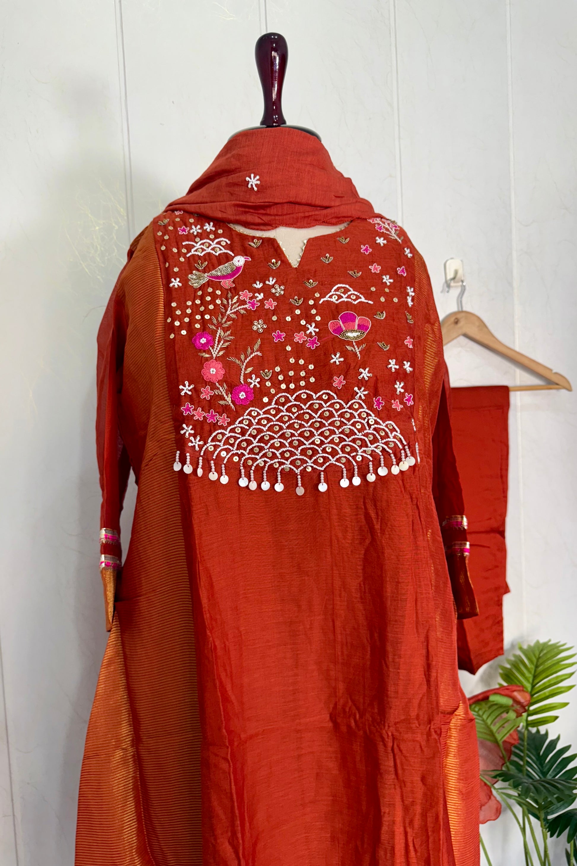 “Ishani” Premium Mul Chanderi A line Anarkali Kurta Set
