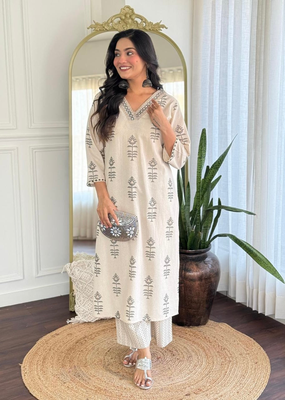 “MISHA" Premium cotton daily wear kurti pant set