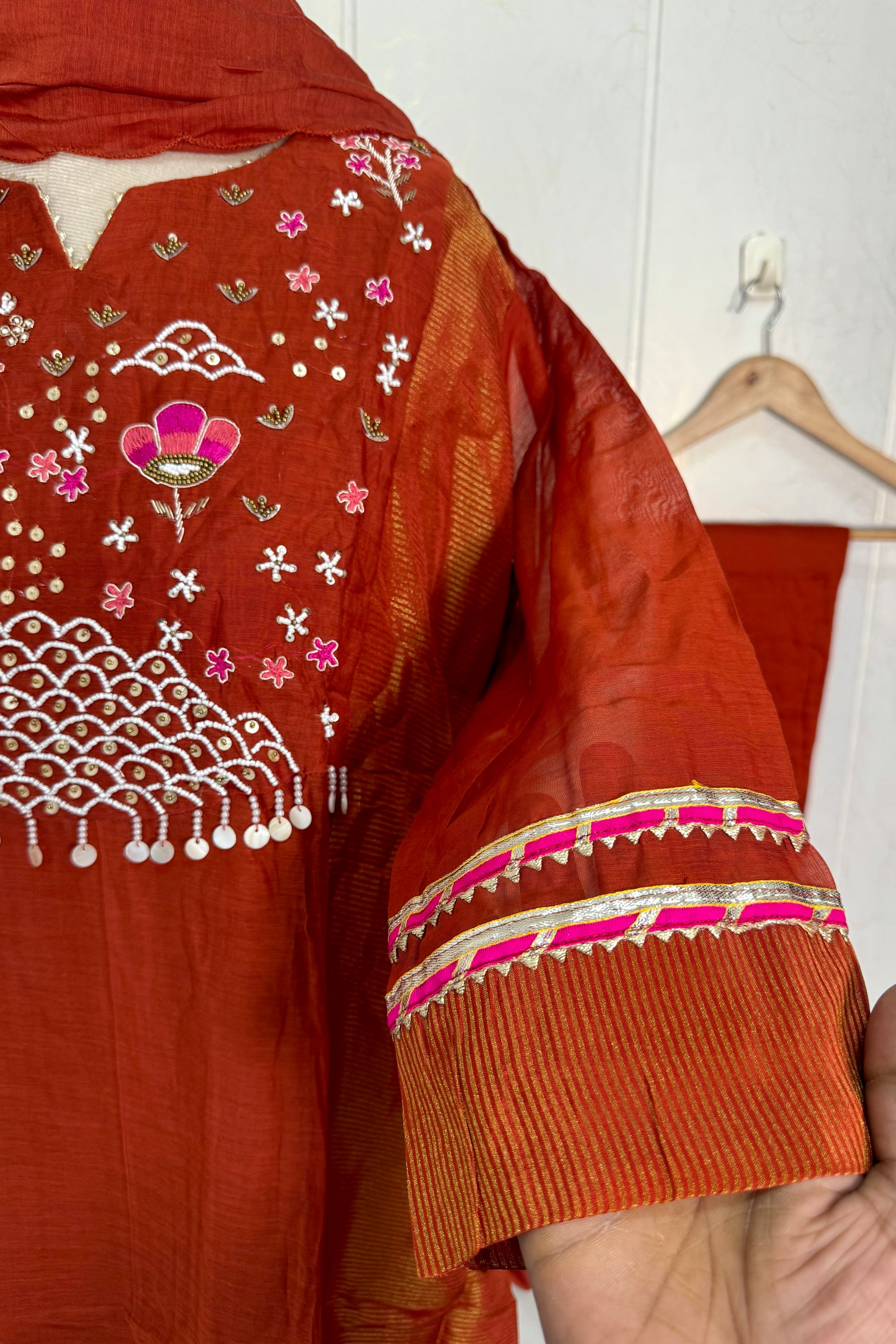 “Ishani” Premium Mul Chanderi A line Anarkali Kurta Set