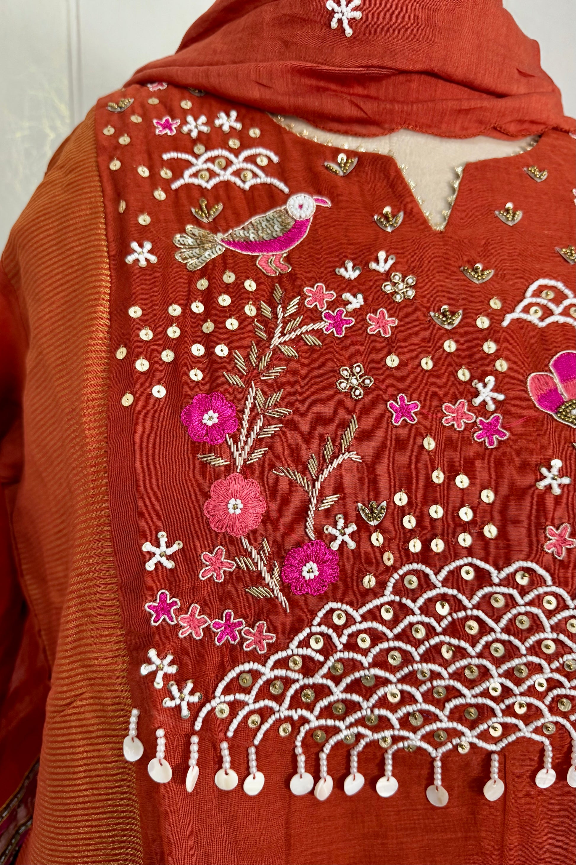 “Ishani” Premium Mul Chanderi A line Anarkali Kurta Set