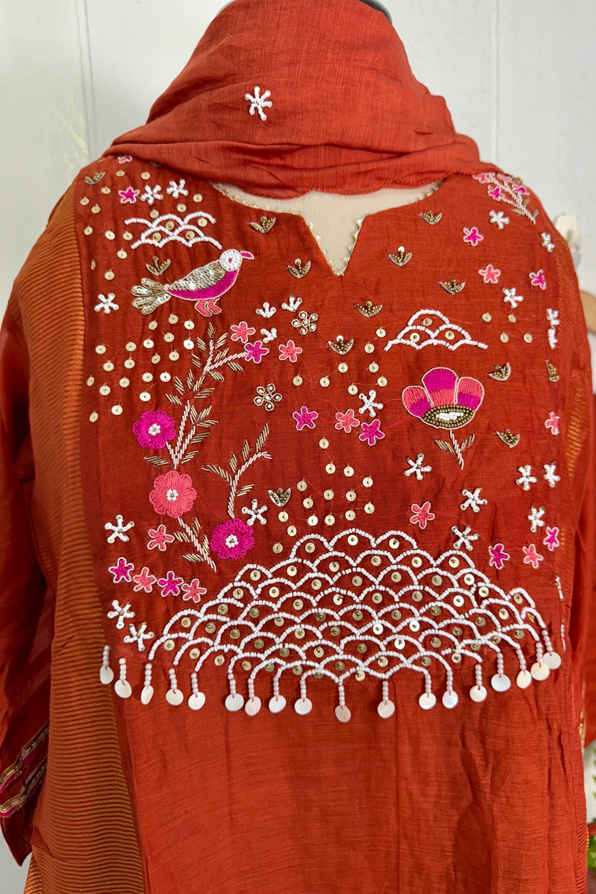 “Ishani” Premium Mul Chanderi A line Anarkali Kurta Set