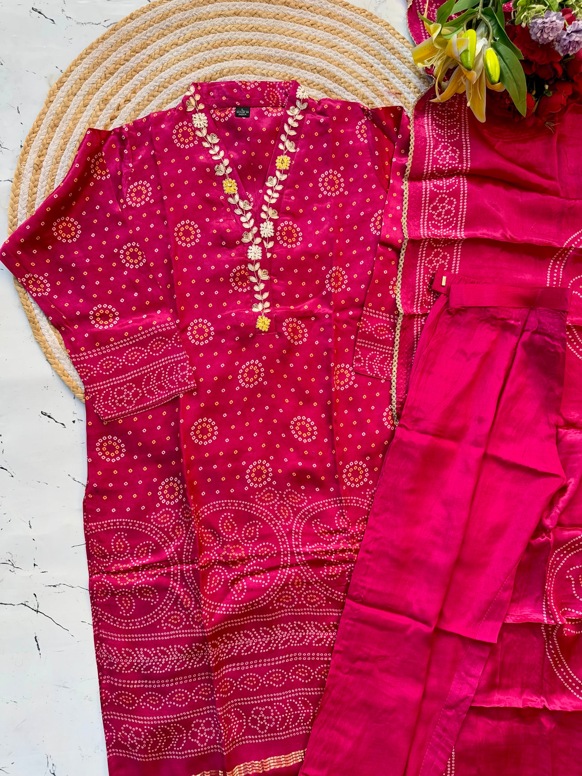 “Afsaana” Gajji silk kurti bottom with gajji silk dupatta set