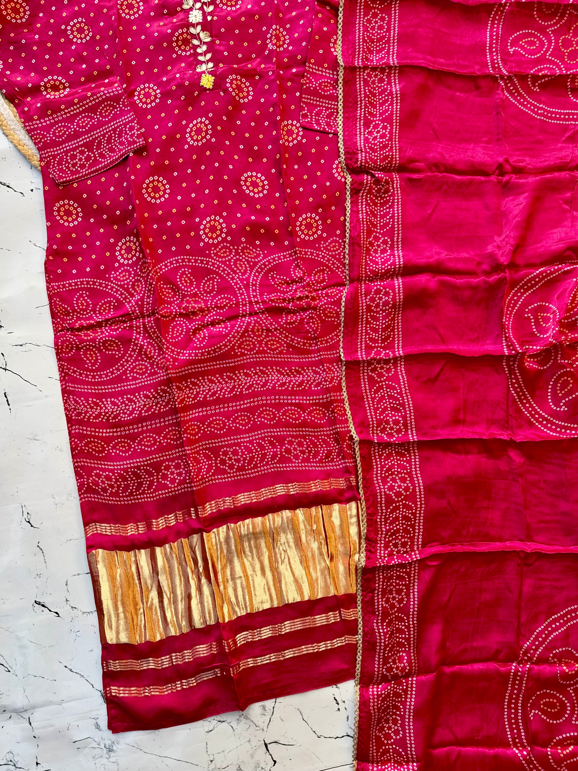 “Afsaana” Gajji silk kurti bottom with gajji silk dupatta set