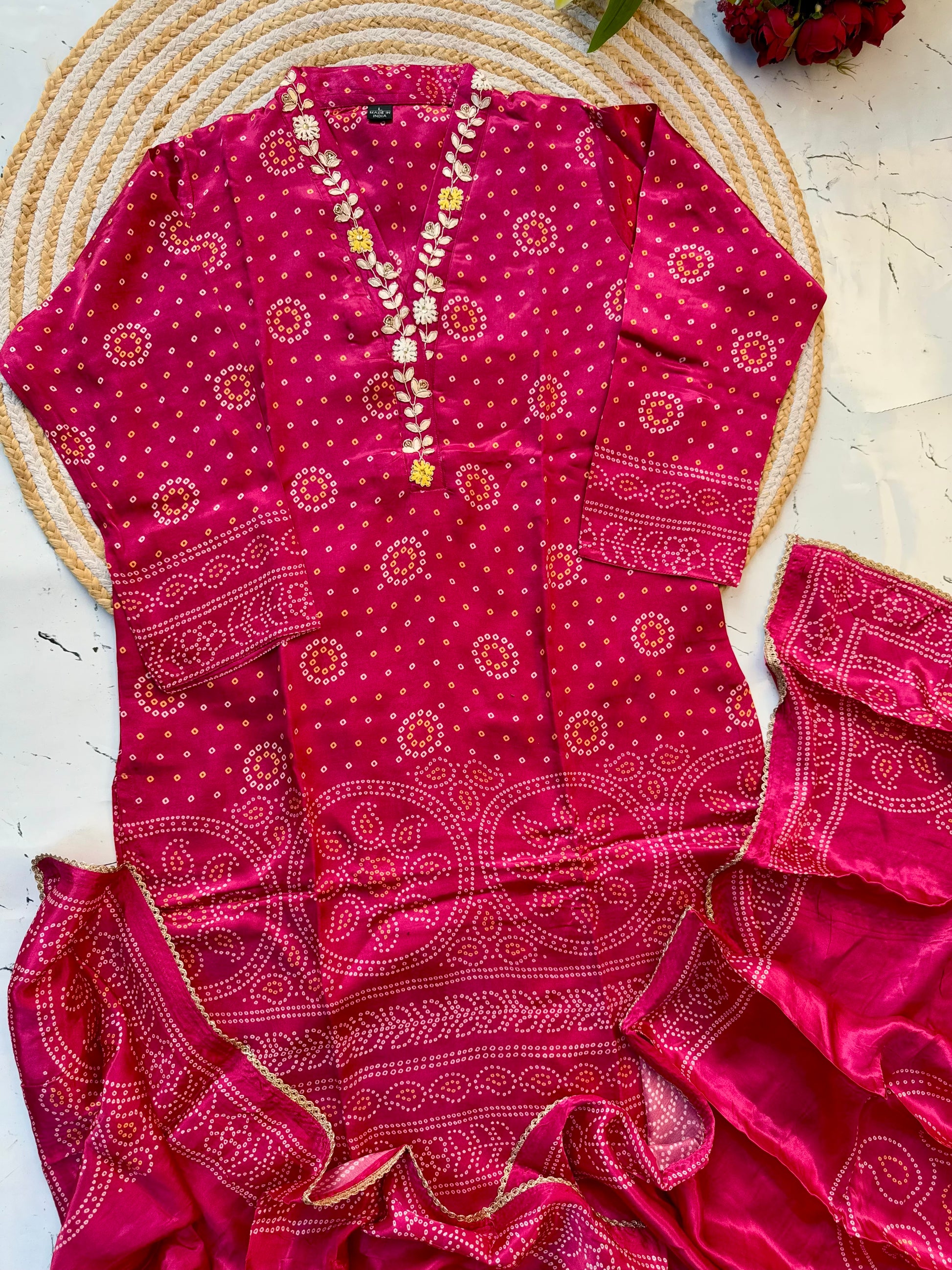 “Afsaana” Gajji silk kurti bottom with gajji silk dupatta set