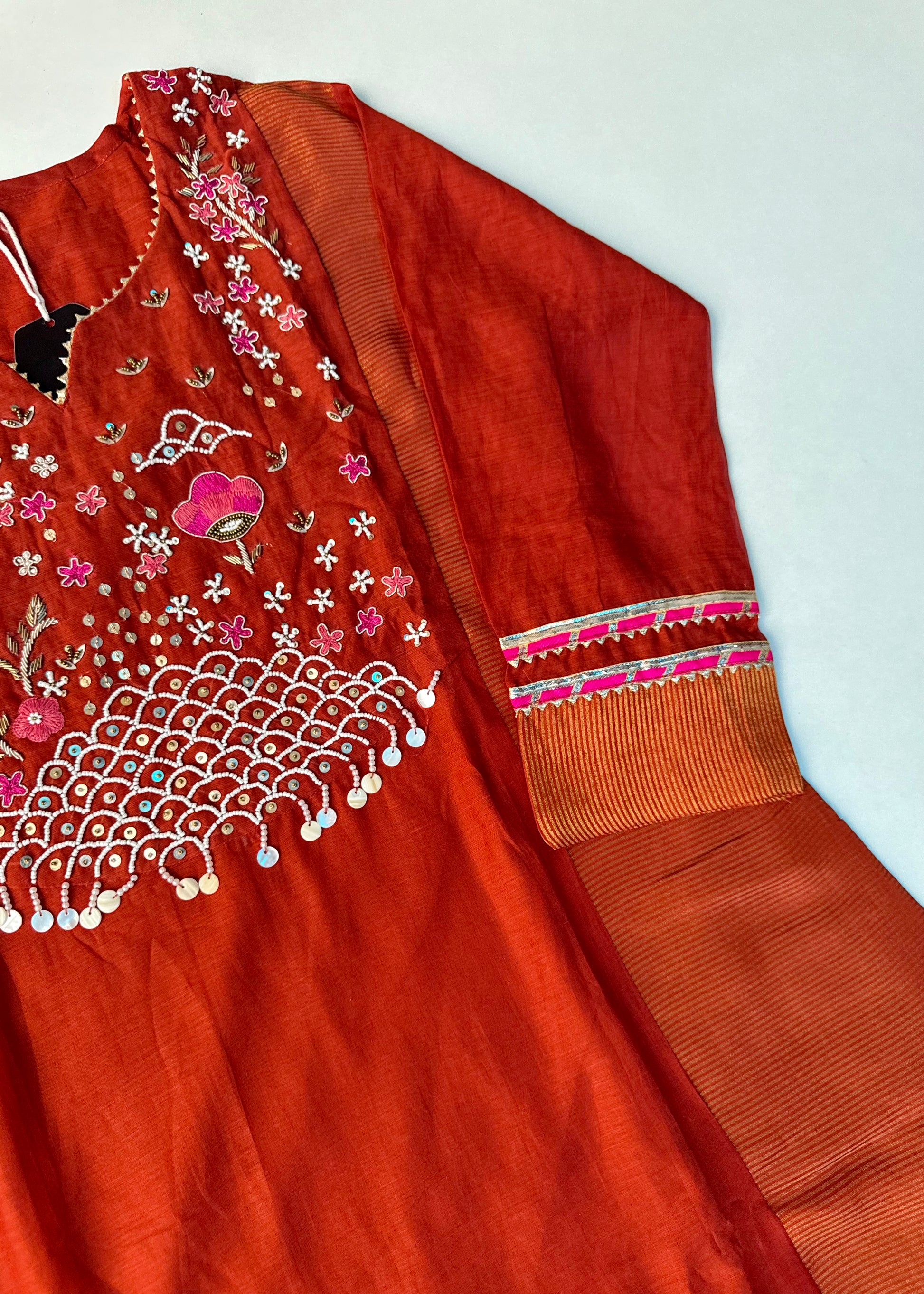 “Ishani” Premium Mul Chanderi A line Anarkali Kurta Set