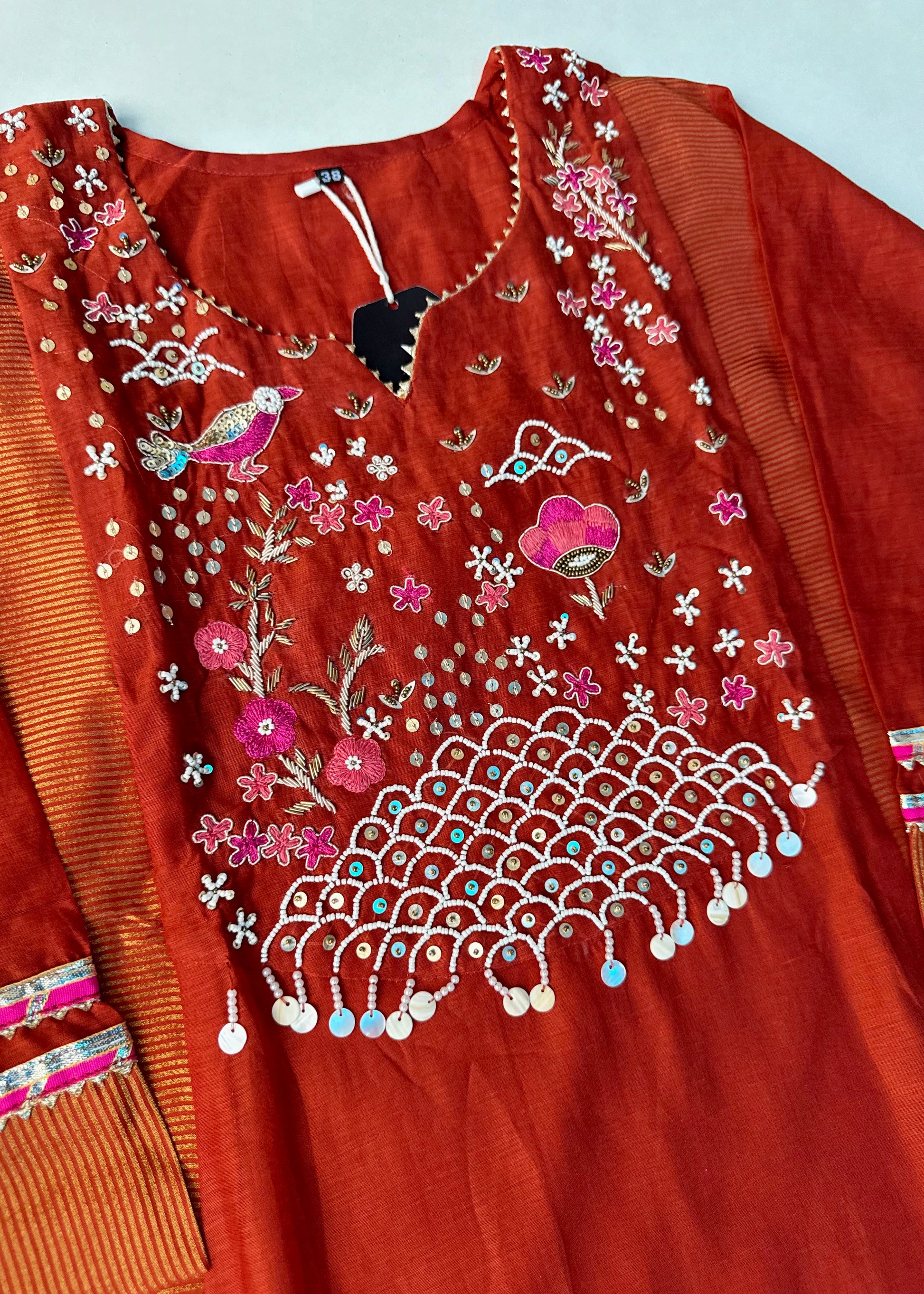 “Ishani” Premium Mul Chanderi A line Anarkali Kurta Set
