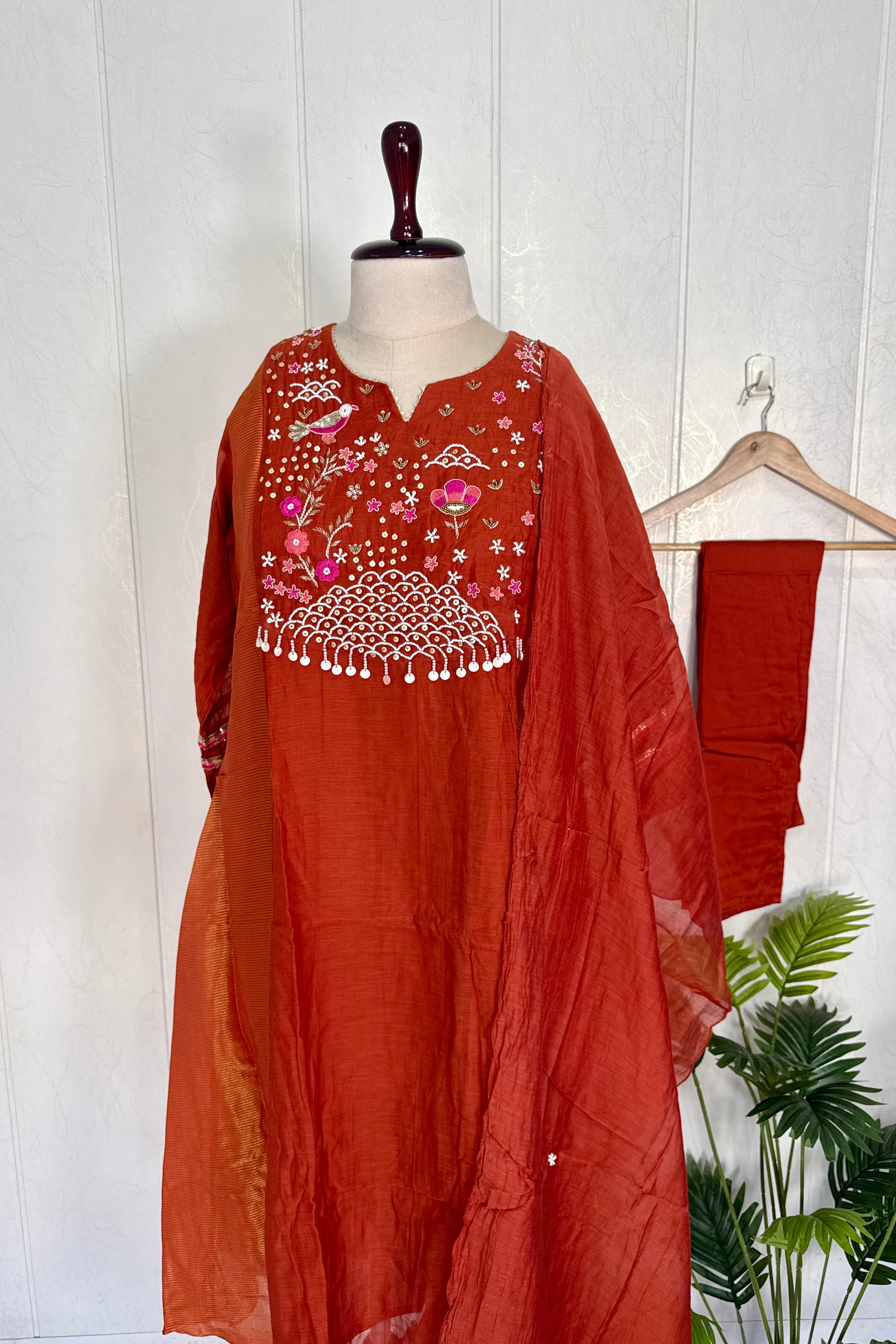 “Ishani” Premium Mul Chanderi A line Anarkali Kurta Set