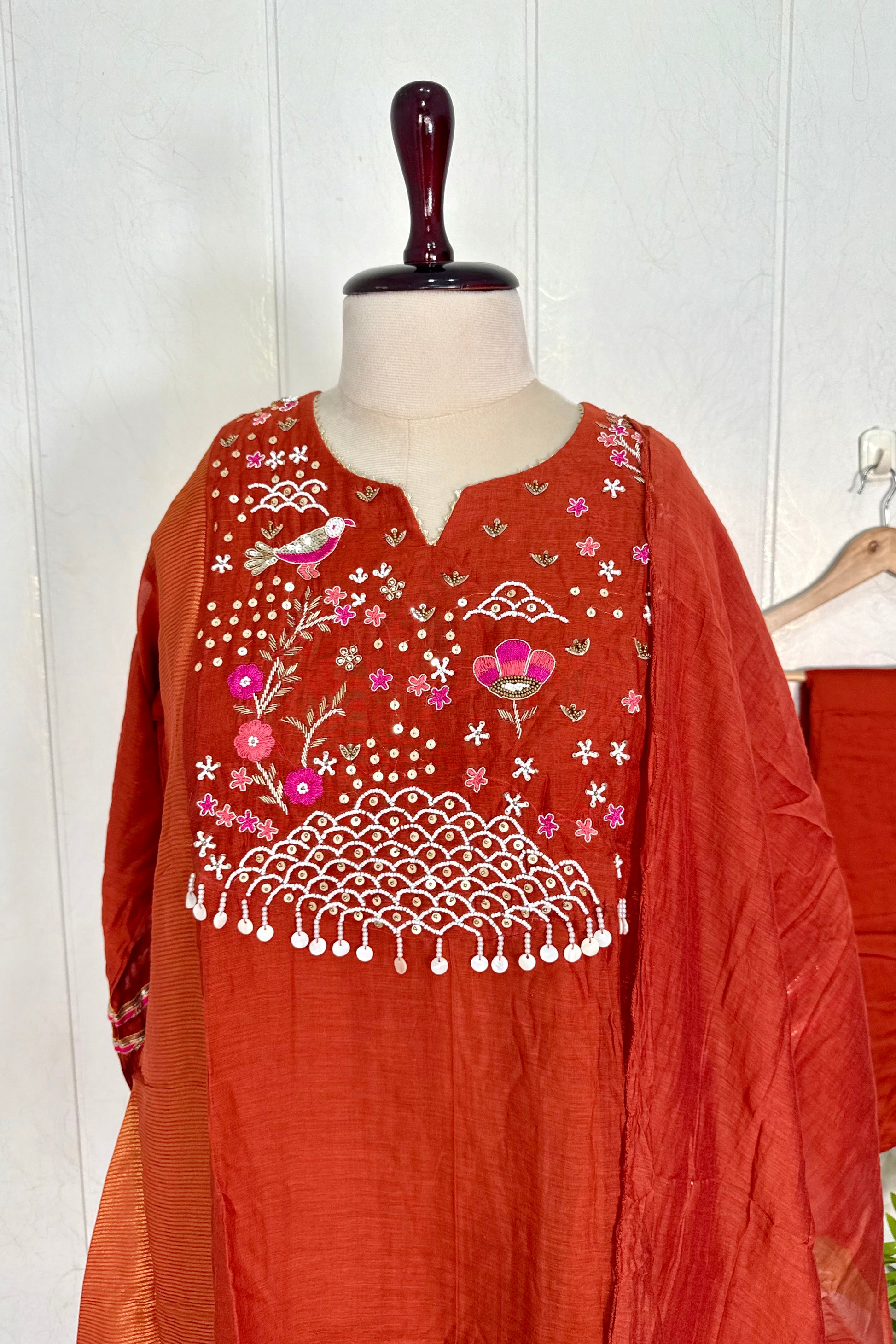 “Ishani” Premium Mul Chanderi A line Anarkali Kurta Set
