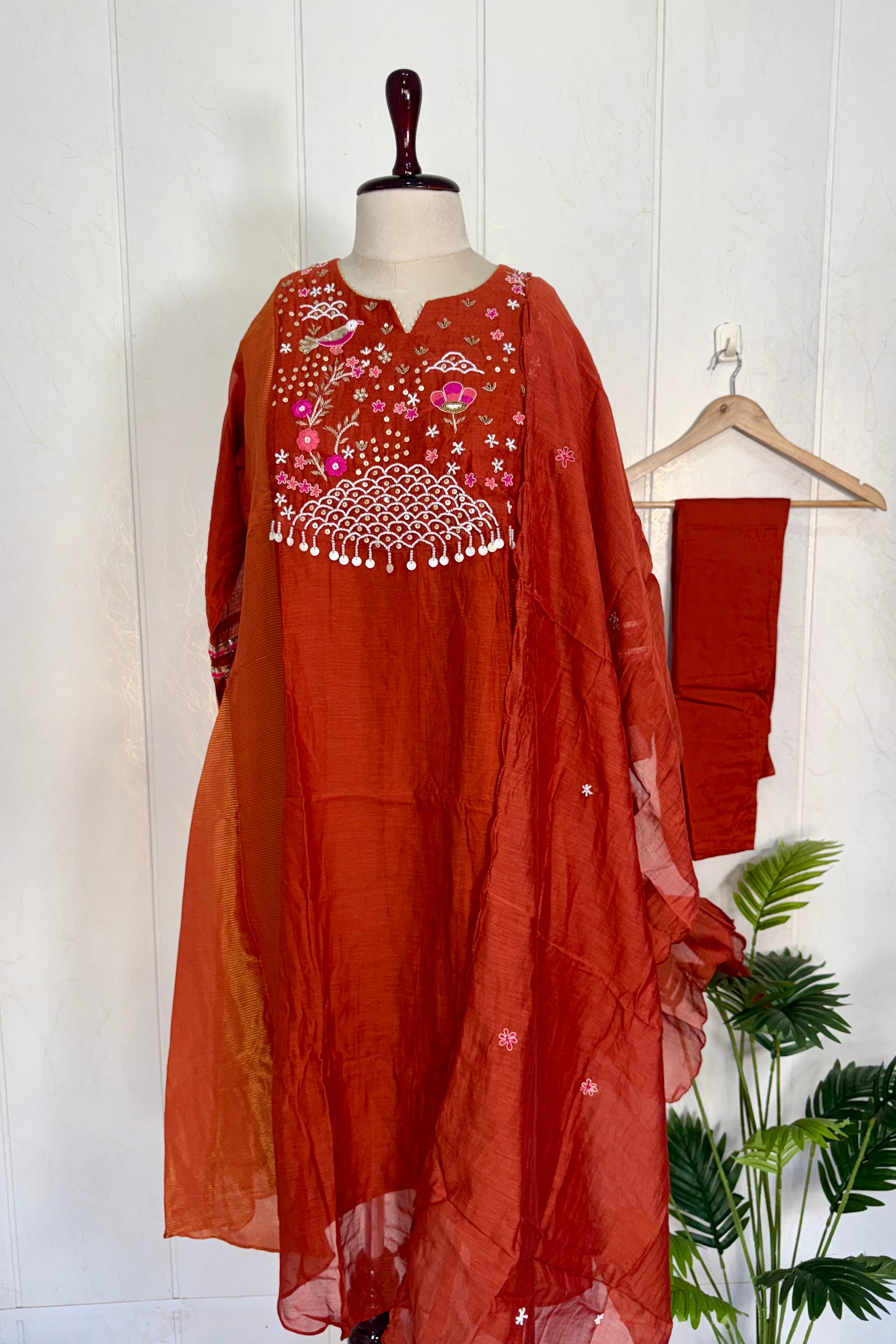 “Ishani” Premium Mul Chanderi A line Anarkali Kurta Set