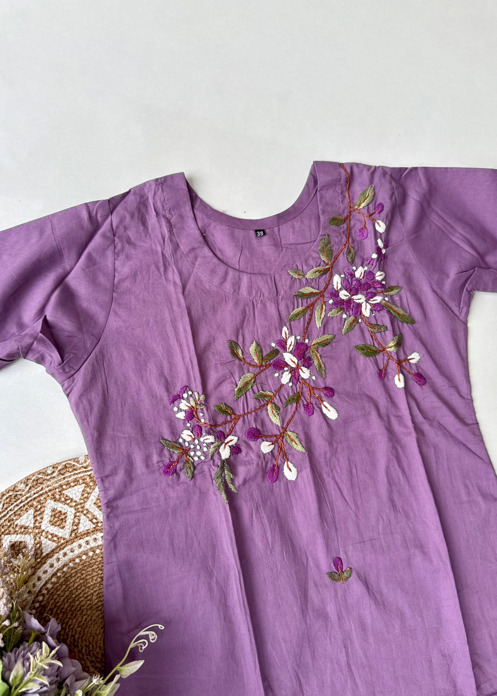 “Avnika” Premium cotton thread work kurta set