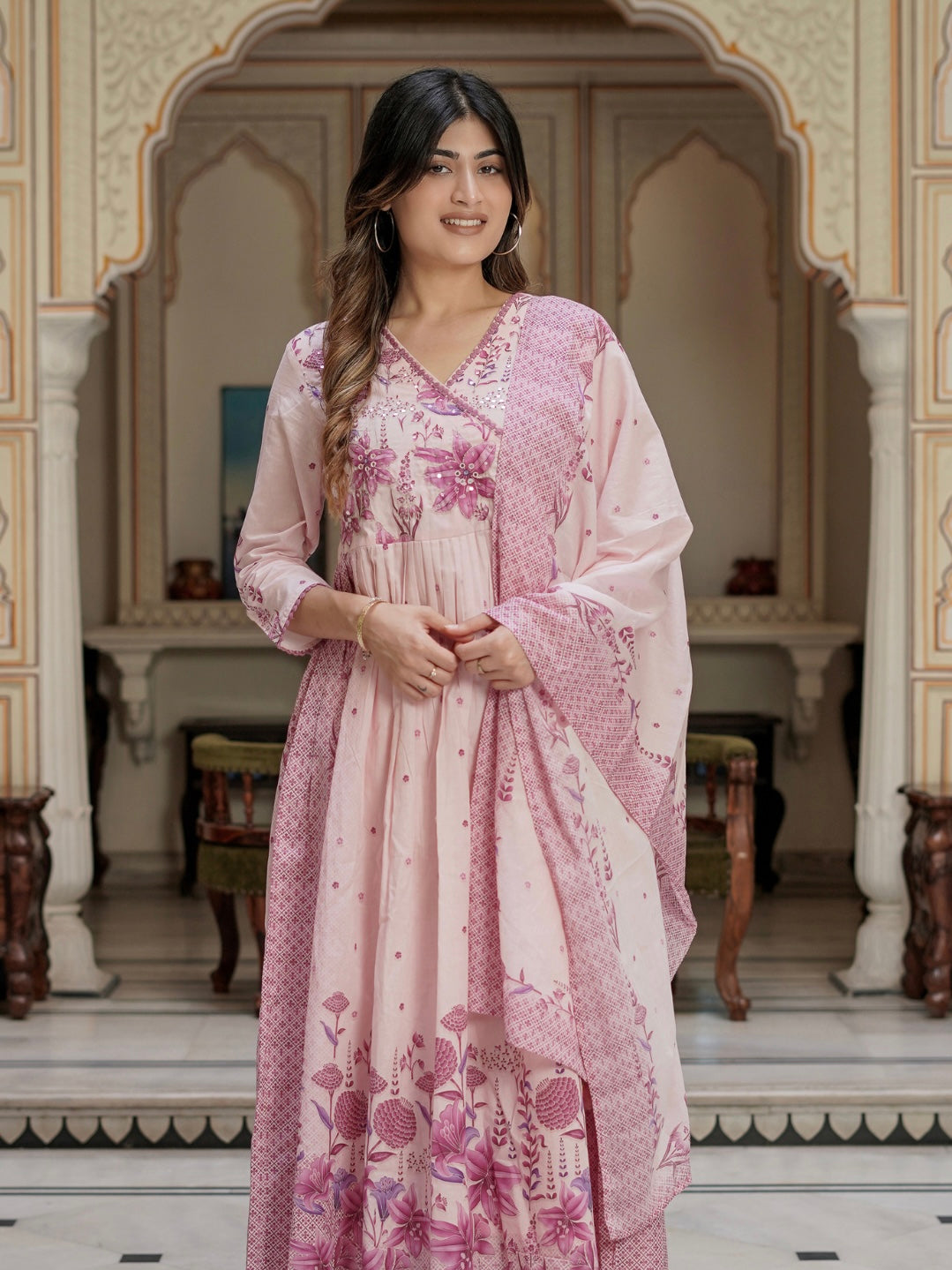 “Royal” Royal Blush mul cotton Anarkali Set