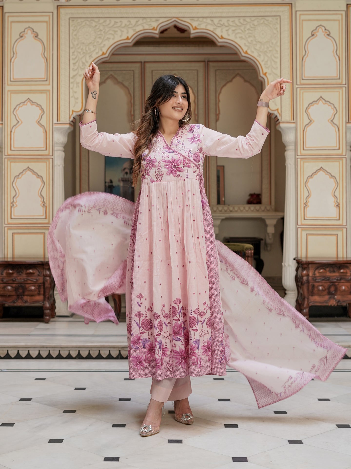 “Royal” Royal Blush mul cotton Anarkali Set