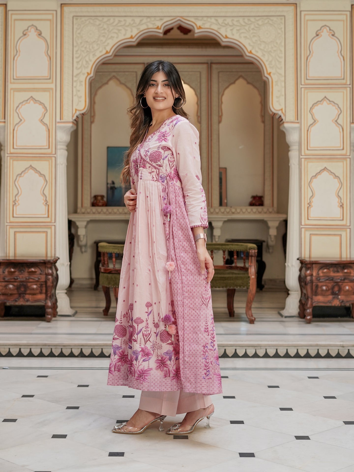 “Royal” Royal Blush mul cotton Anarkali Set