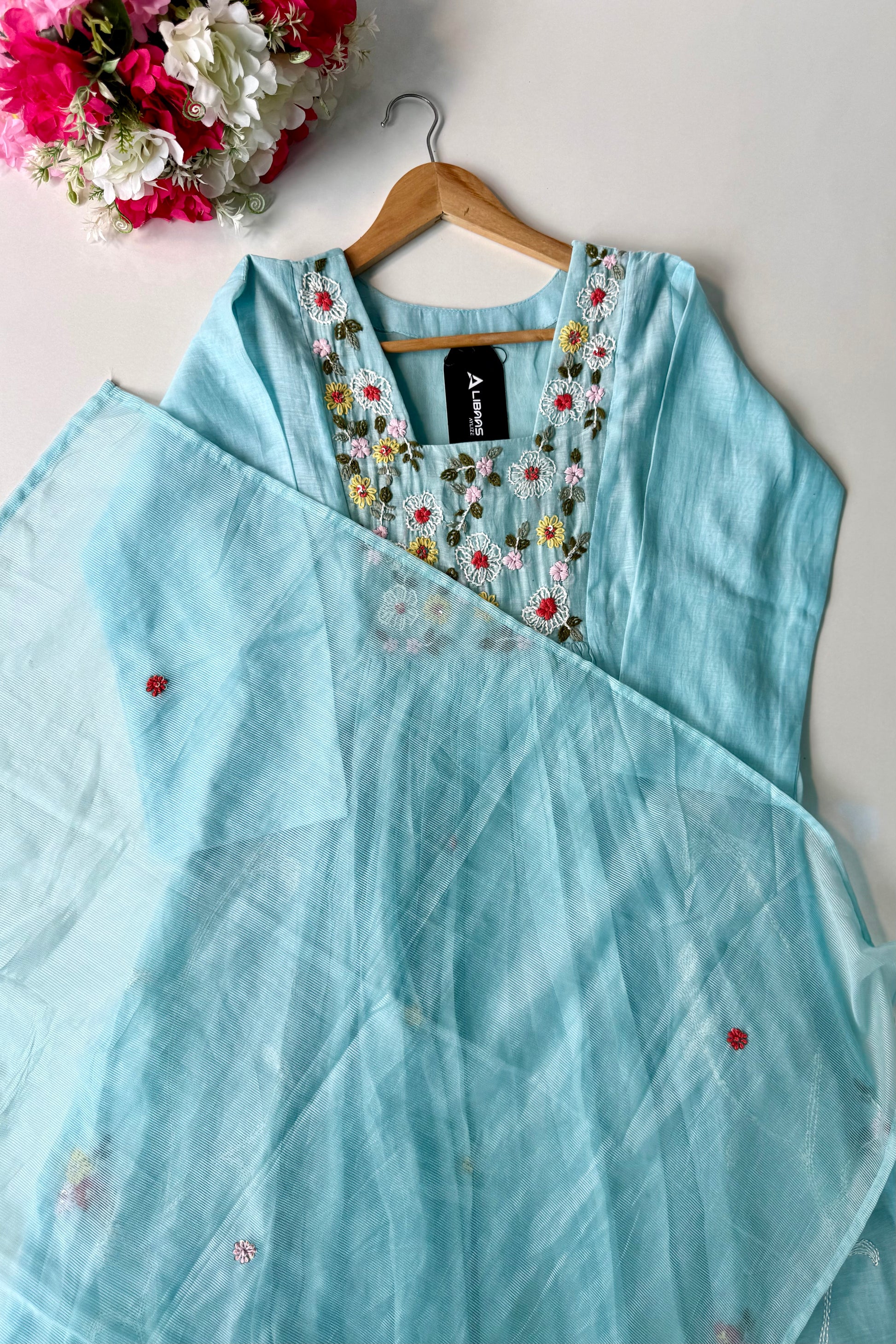 💙”Mayra – Premium Mul Chanderi A-Line Kurta Set