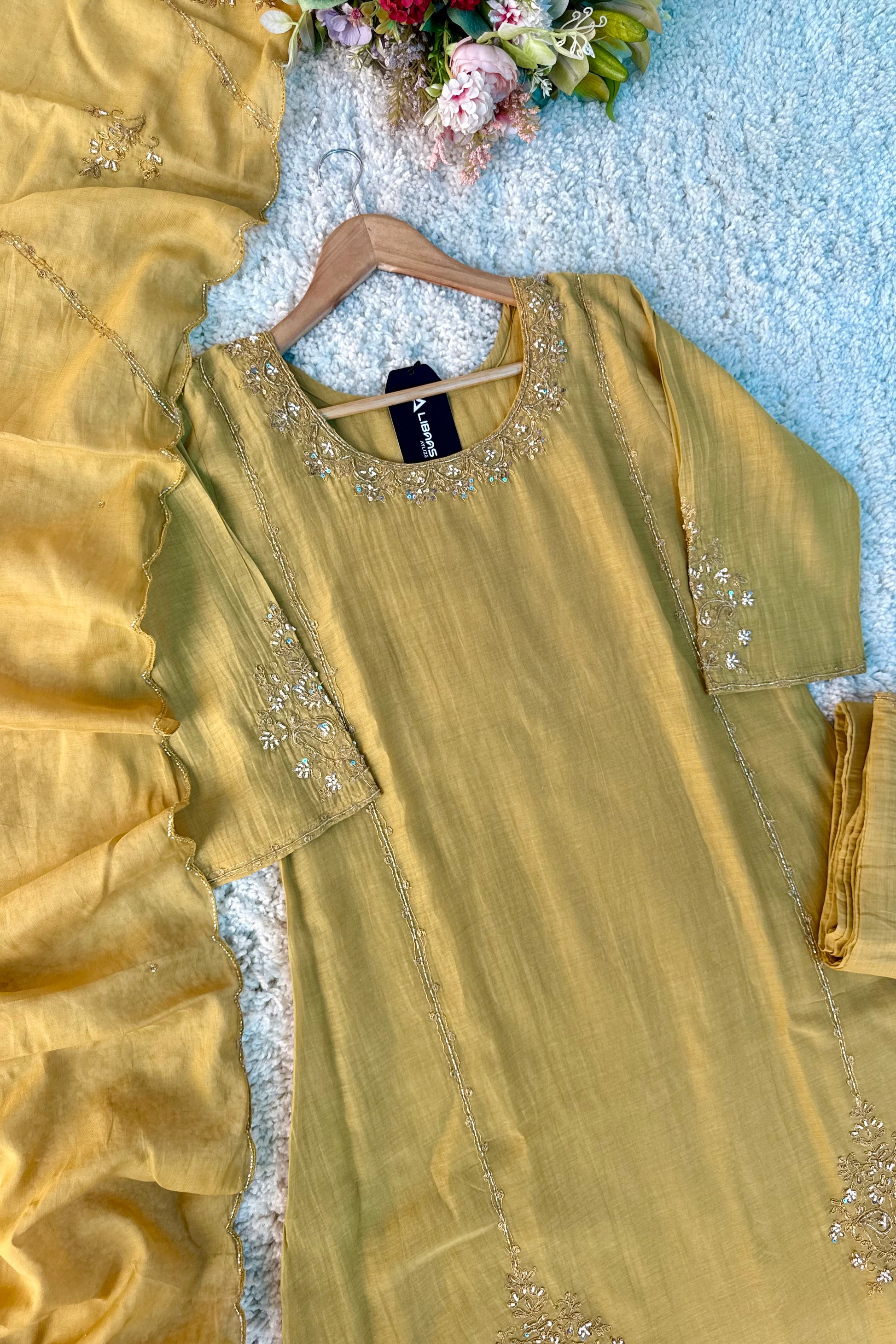 💛”Nayra – Premium Mul Chanderi A-Line Kurta Set