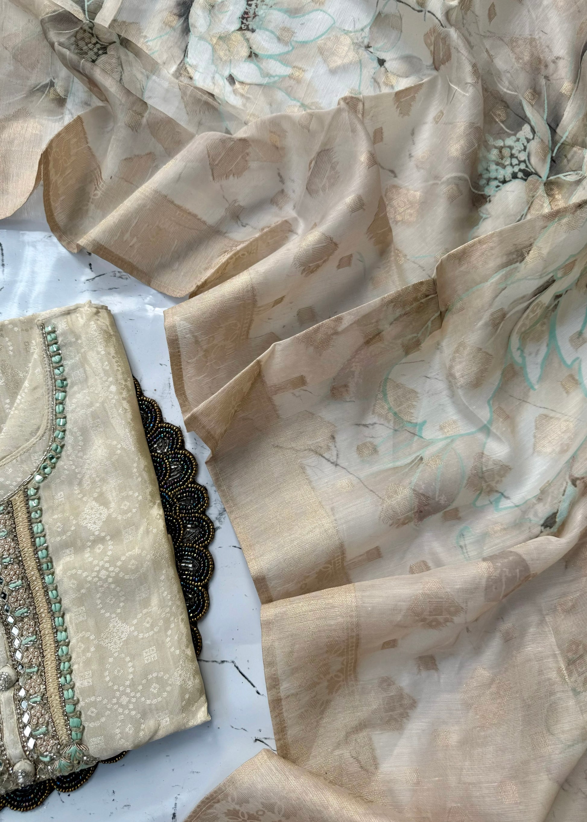 "MEGHNA" Party wear Tissue silk kurta palazzo set 🤍