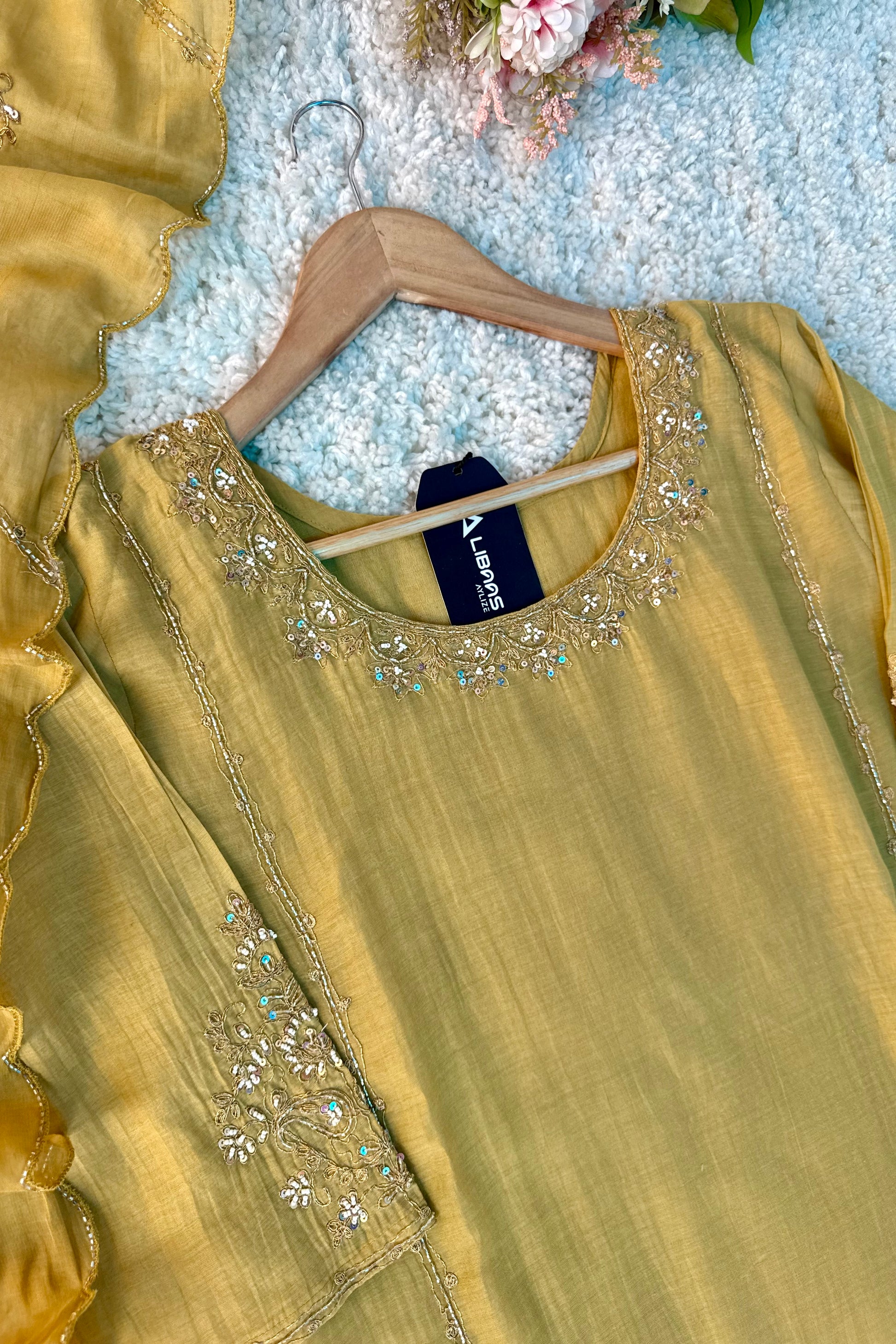 💛”Nayra – Premium Mul Chanderi A-Line Kurta Set