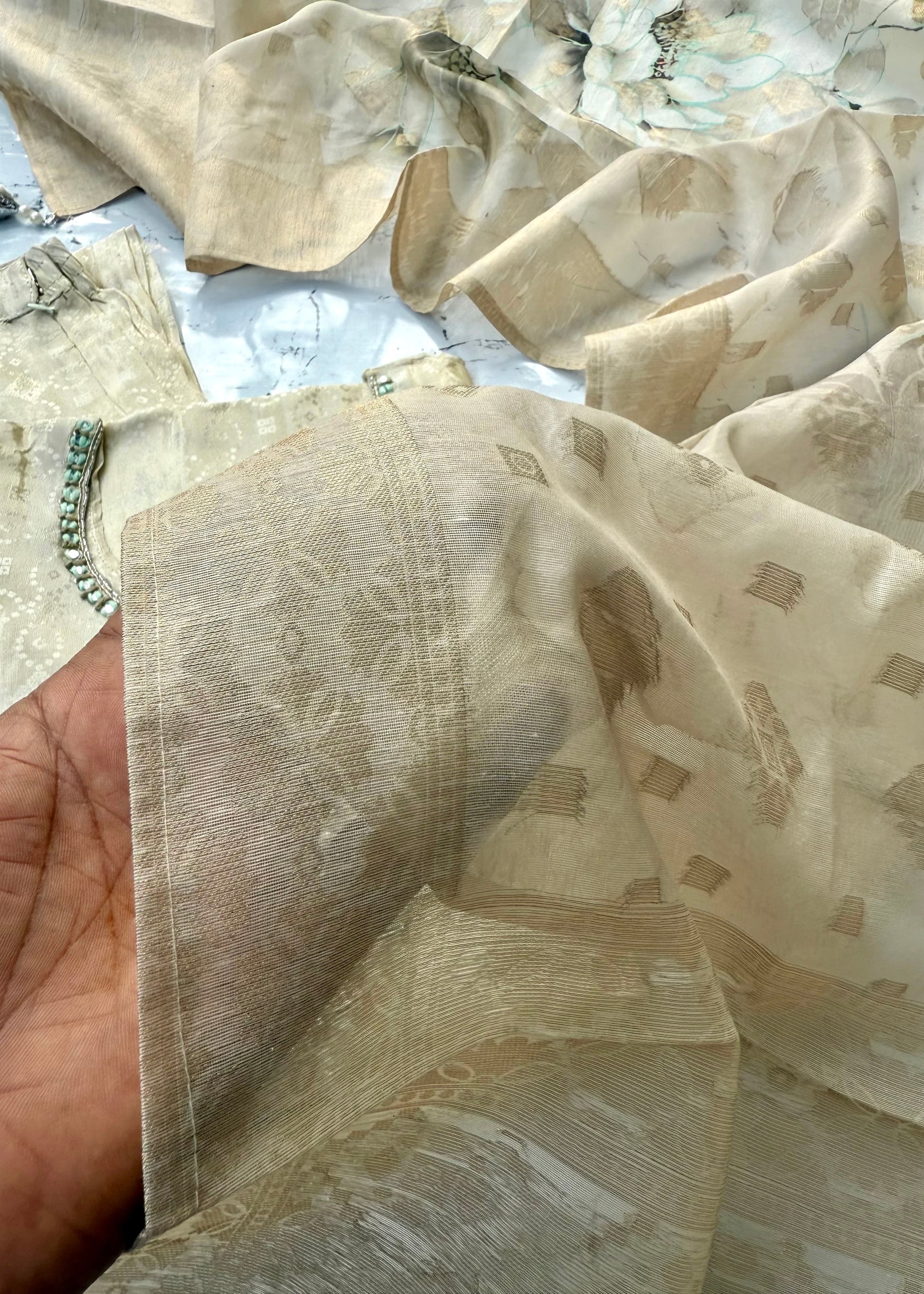 "MEGHNA" Party wear Tissue silk kurta palazzo set 🤍