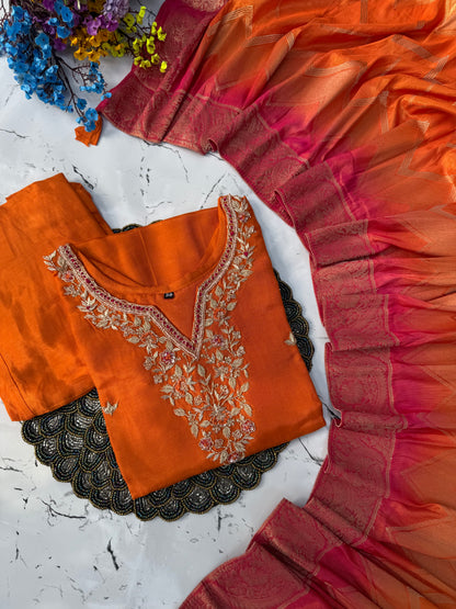 “Qaasid” A very beautiful orange handwork set🛍️