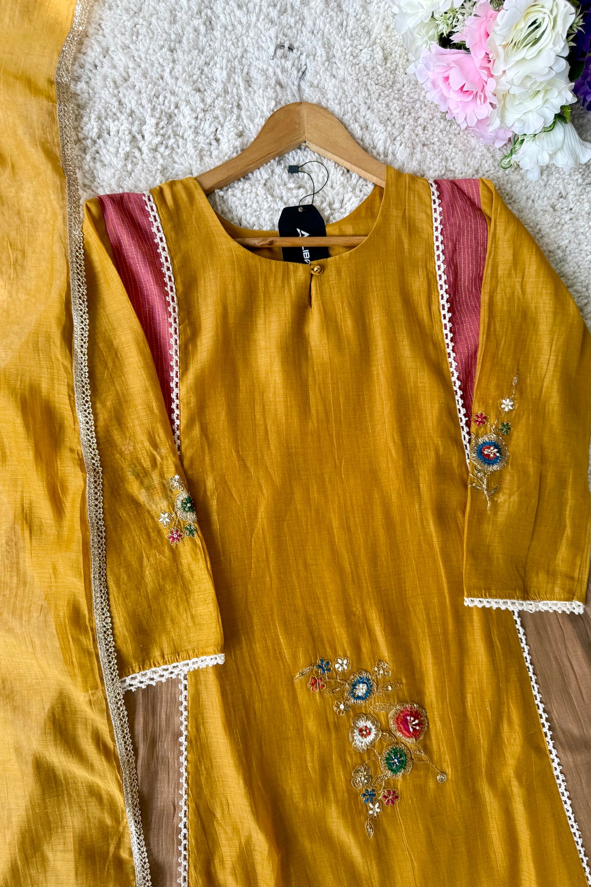 ✨Hopes- Diwali Special Yellow Mul Chanderi A-Line Kurta set