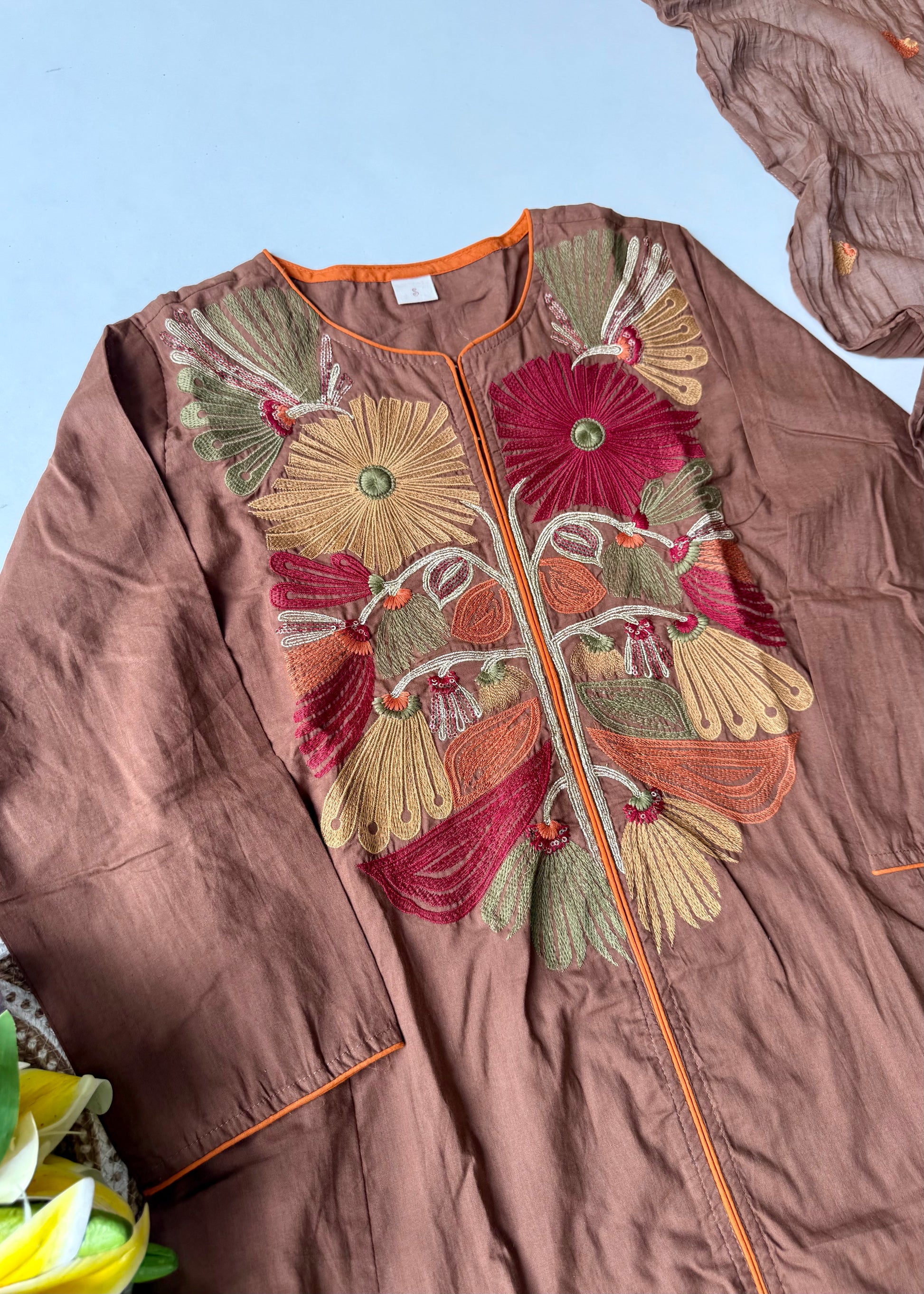 “Elegant” Embroidered Mul Cotton Kurta Set