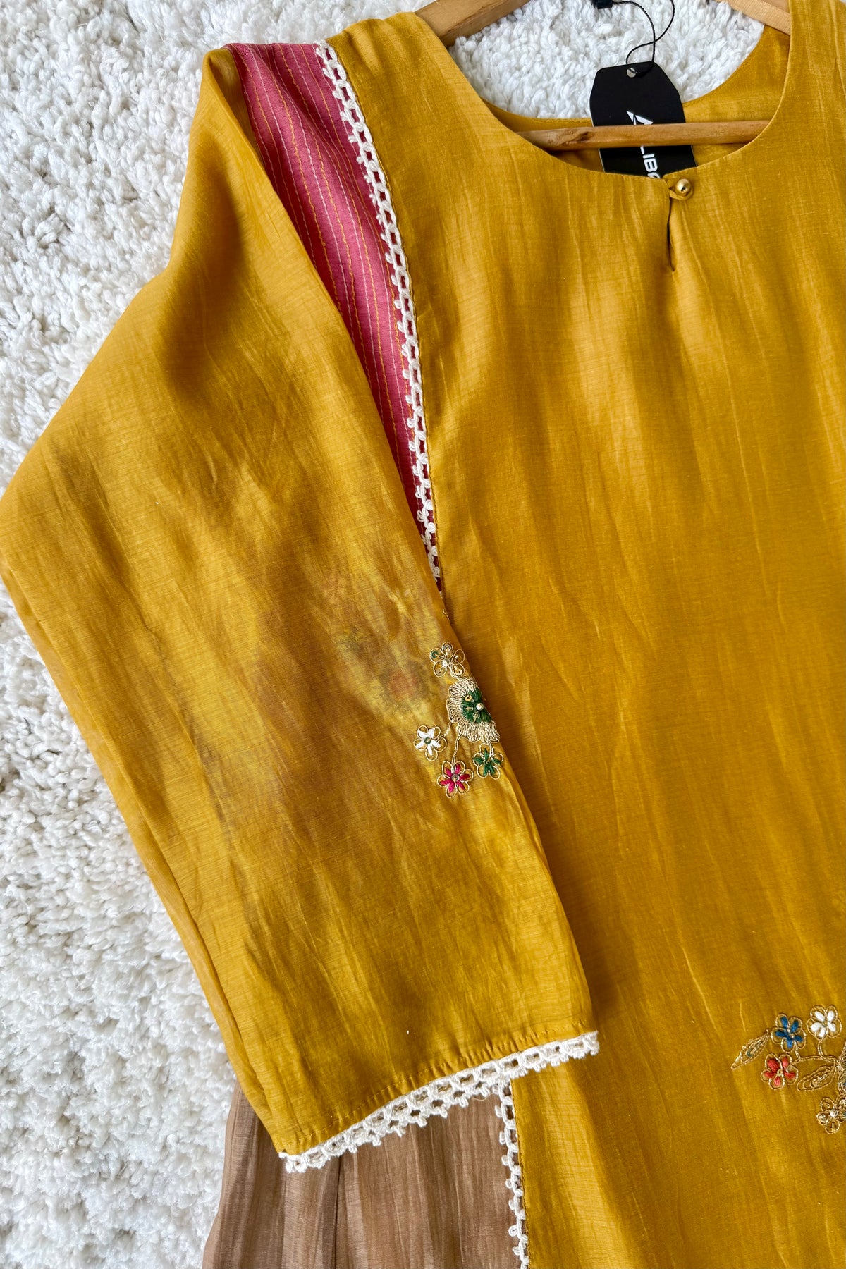 ✨Hopes- Diwali Special Yellow Mul Chanderi A-Line Kurta set