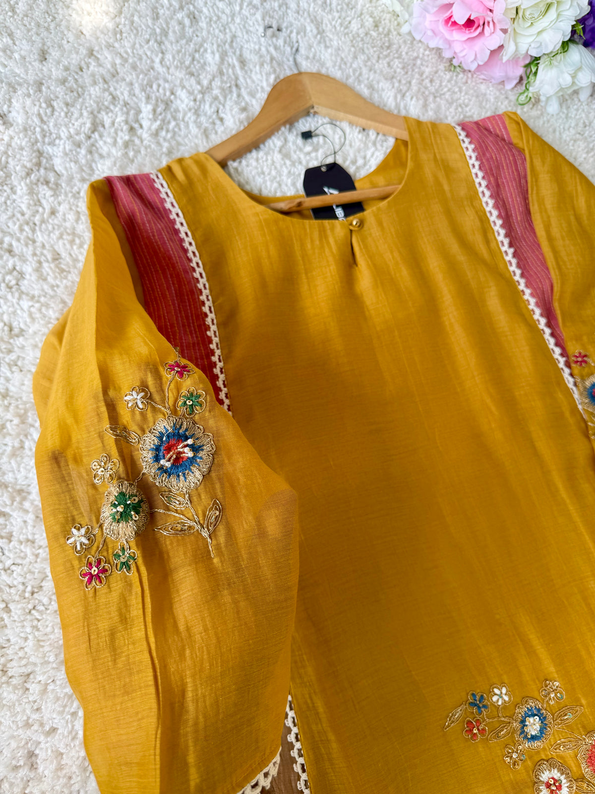 ✨Hopes- Diwali Special Yellow Mul Chanderi A-Line Kurta set