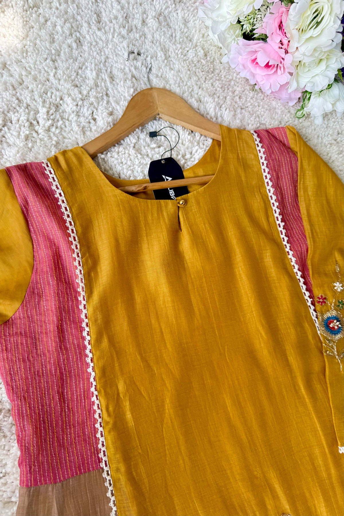 ✨Hopes- Diwali Special Yellow Mul Chanderi A-Line Kurta set