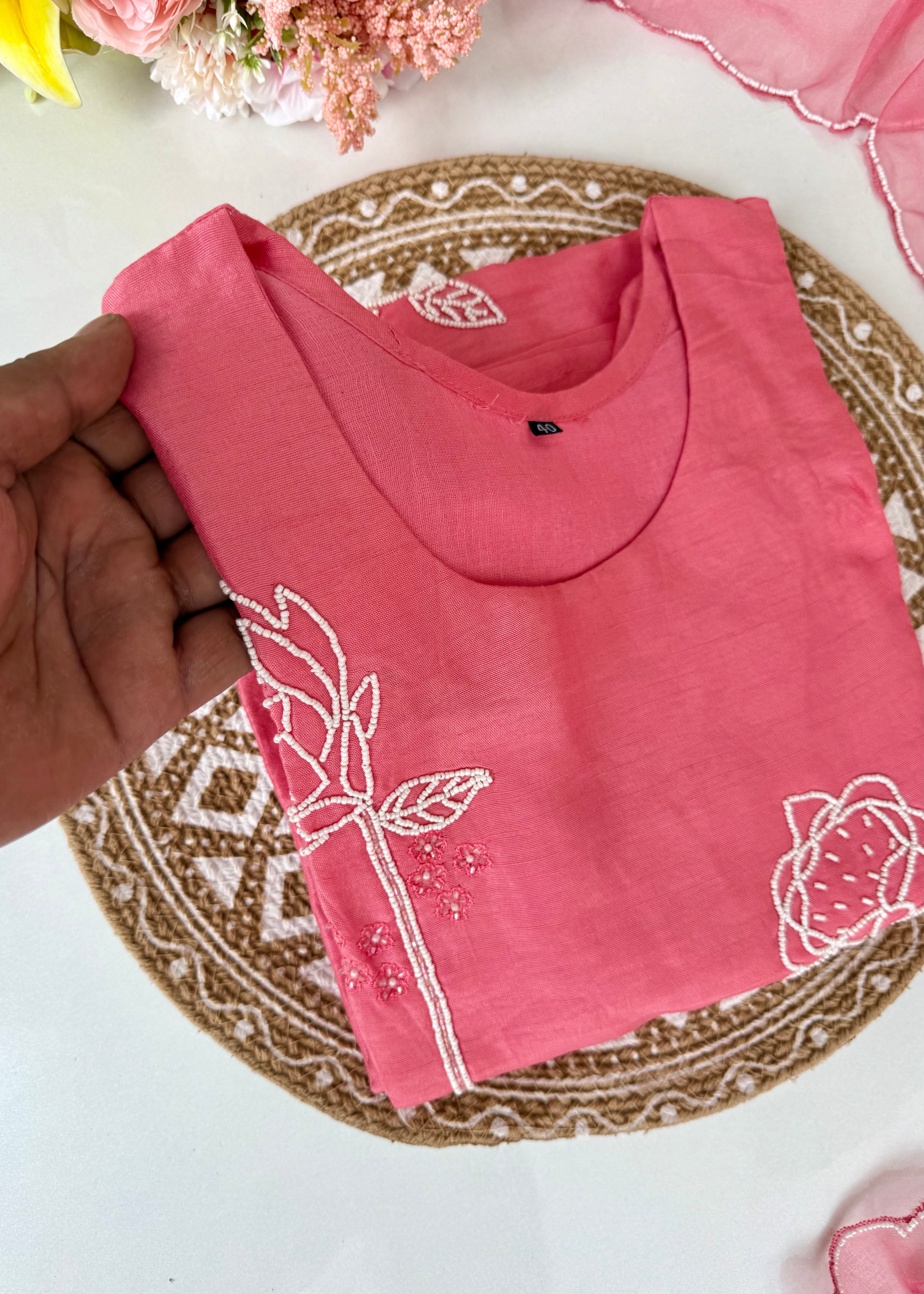 “Sarah” Premium Dola silk heavy handwork kurta set 🛍️