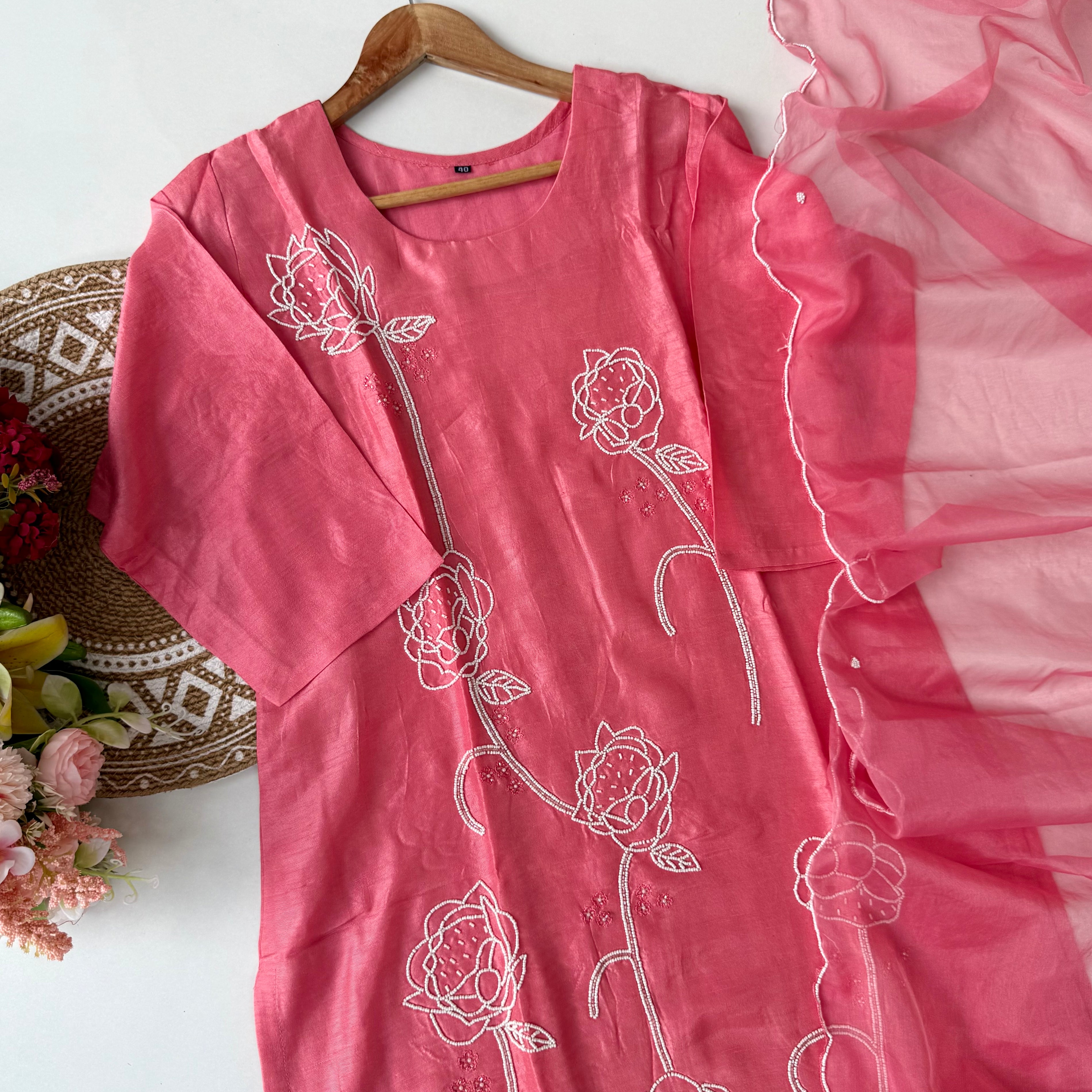 “Sarah” Premium Dola silk heavy handwork kurta set 🛍️